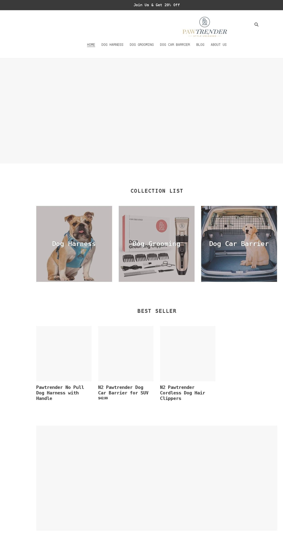 pawtrender.com shopify website screenshot