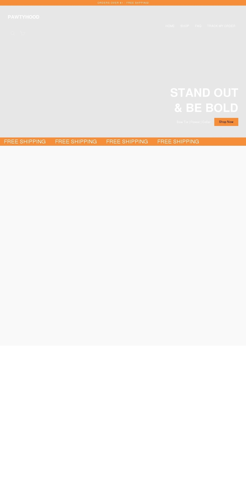 pawtyhood.com shopify website screenshot