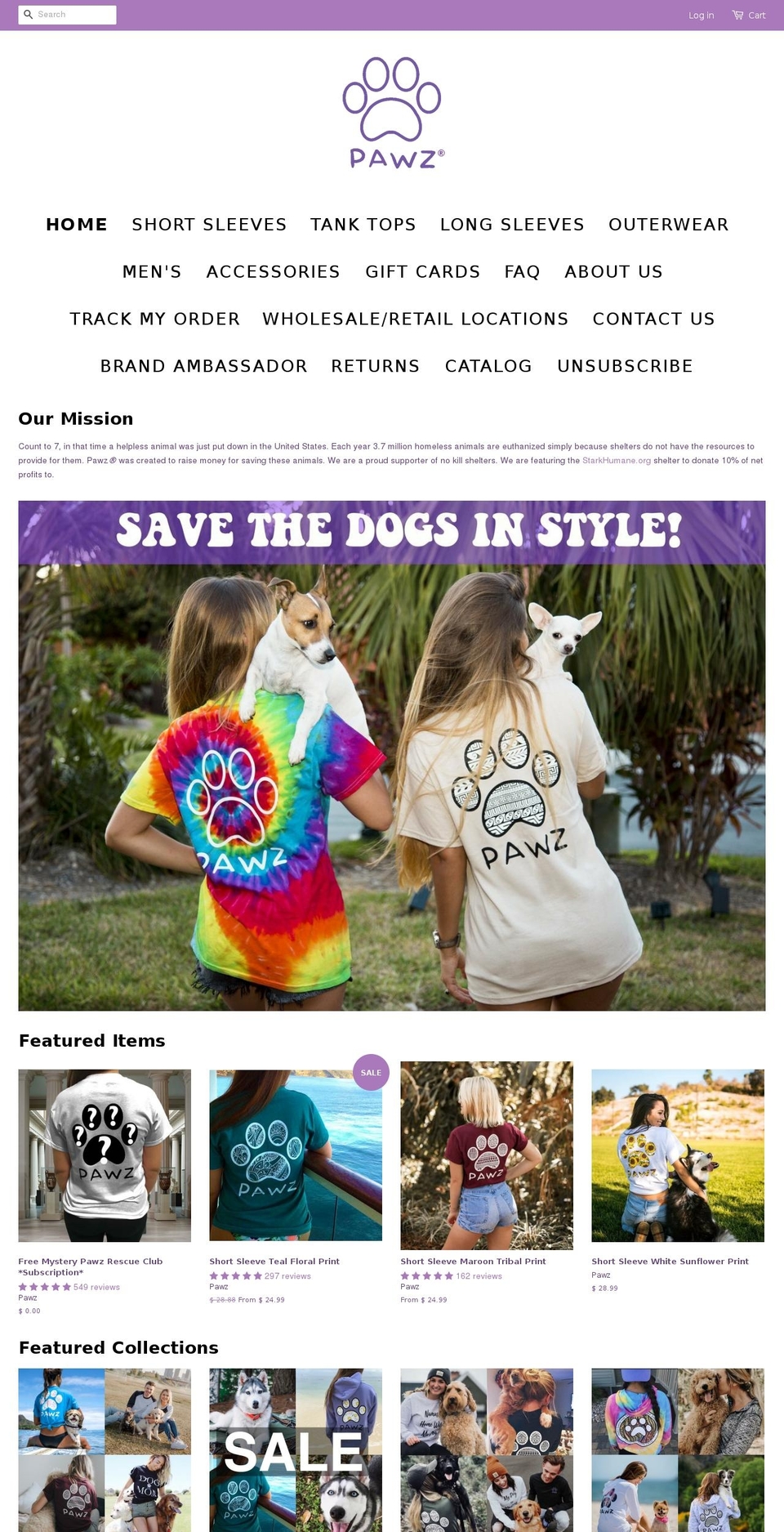 pawzclothing.com — Shopify storefront screenshot