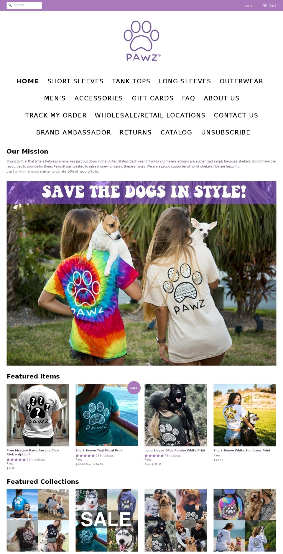 pawzfoundation.com — Shopify storefront screenshot