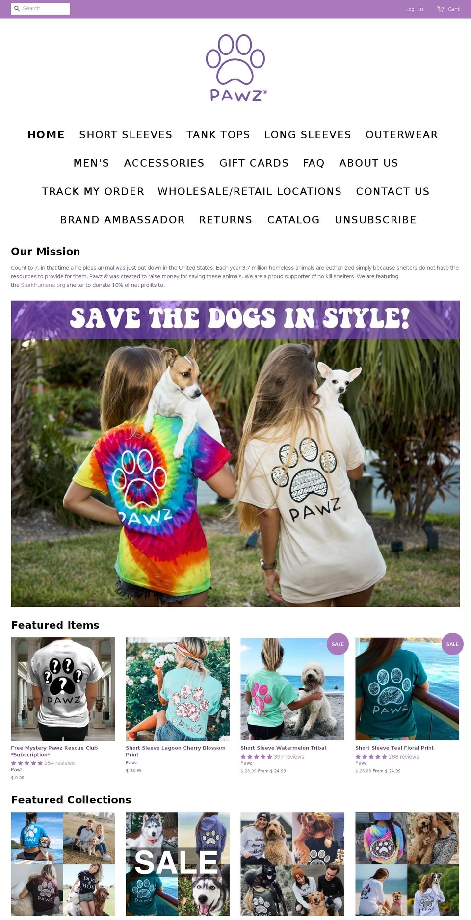 Live theme + Size Chart Shopify theme site example pawzfoundation.org