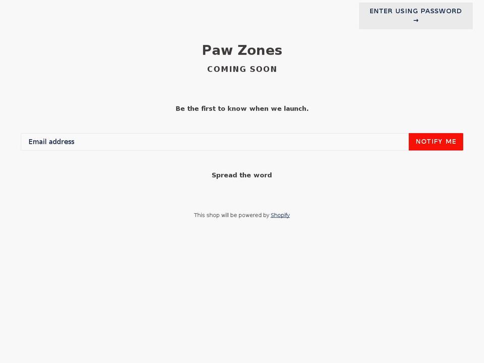 pawzones.com — Shopify storefront screenshot