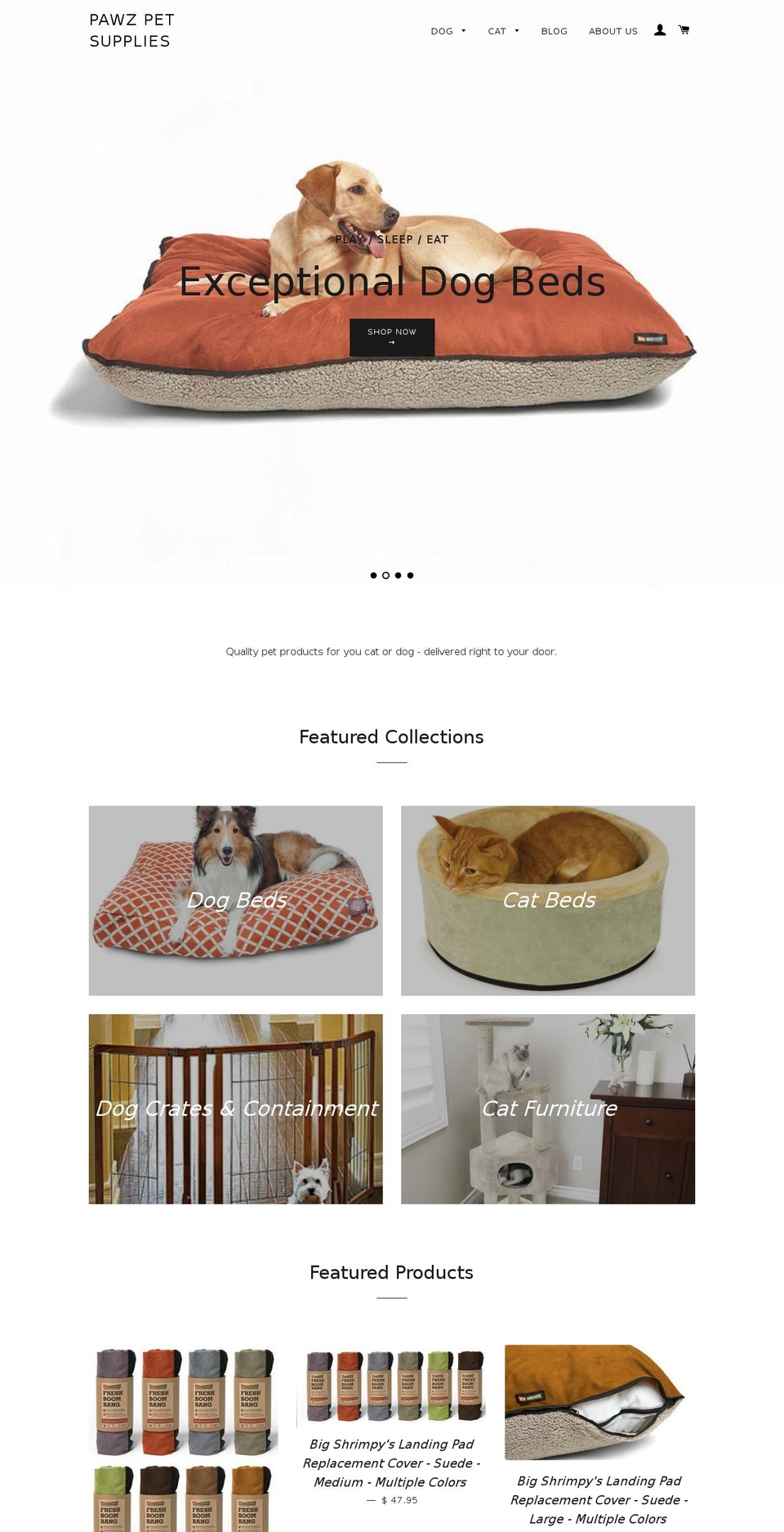 pawzpetsupplies.com shopify website screenshot