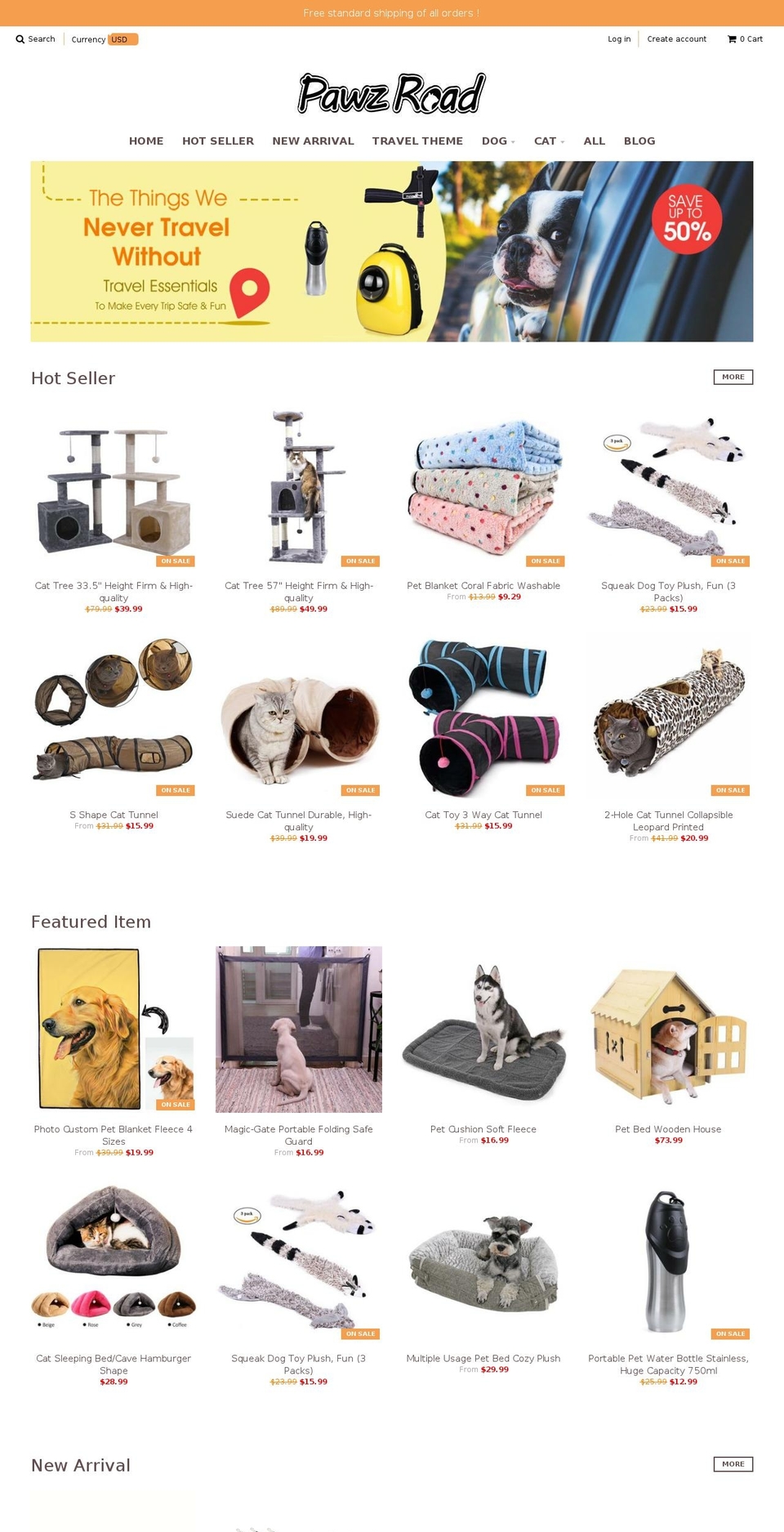 pawzroad.com shopify website screenshot