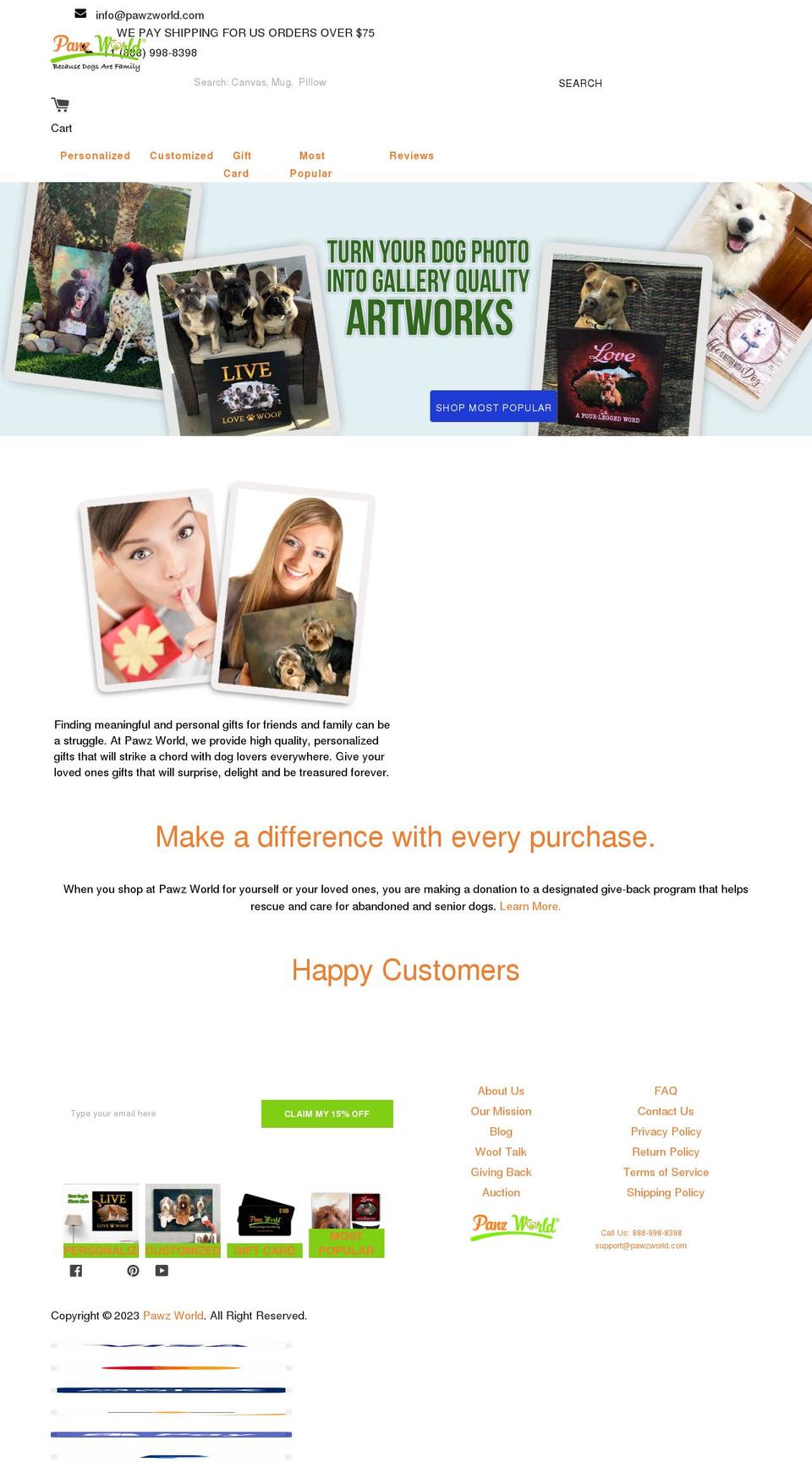 Super Theme BV Shopify theme site example pawzworld.com