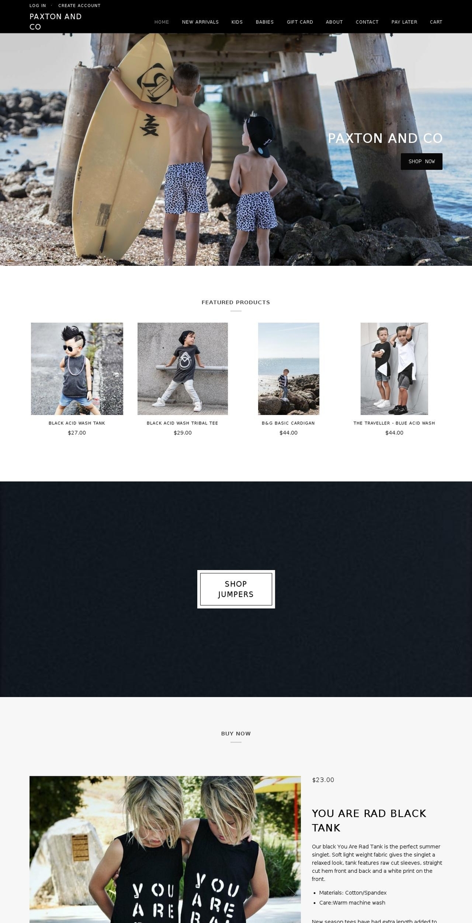 paxtonandco.com.au shopify website screenshot