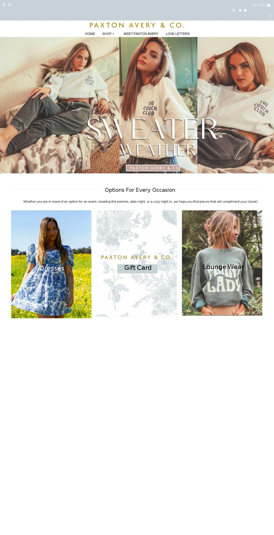 paxtonaveryco.com shopify website screenshot