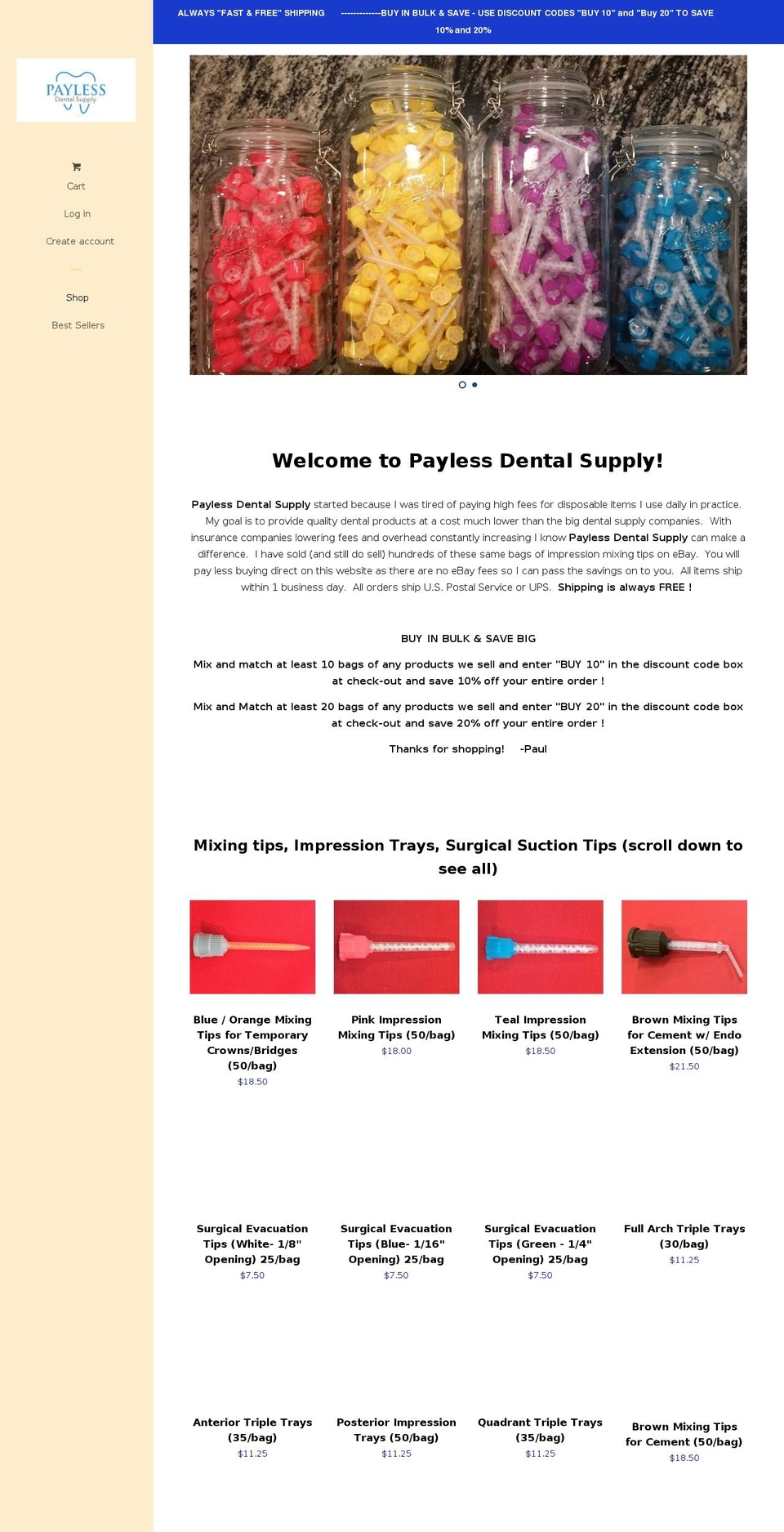 paylessdentalsupply.com — Shopify storefront screenshot