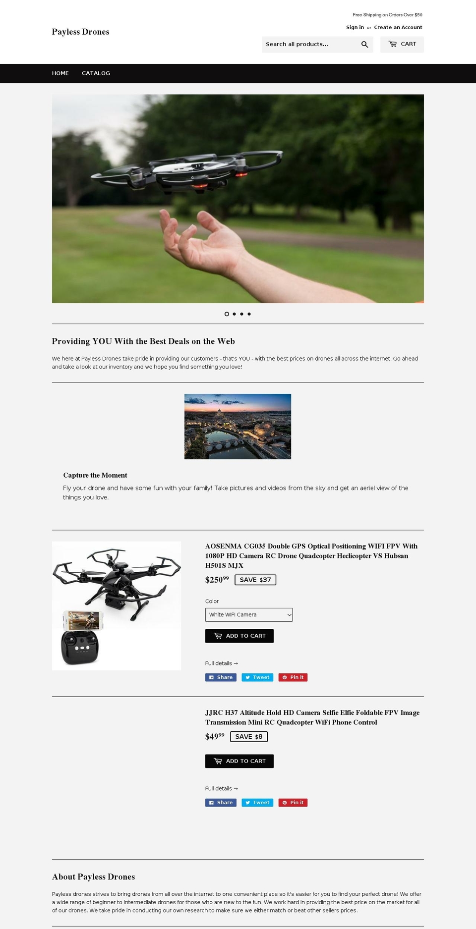 paylessdrones.com — Shopify storefront screenshot
