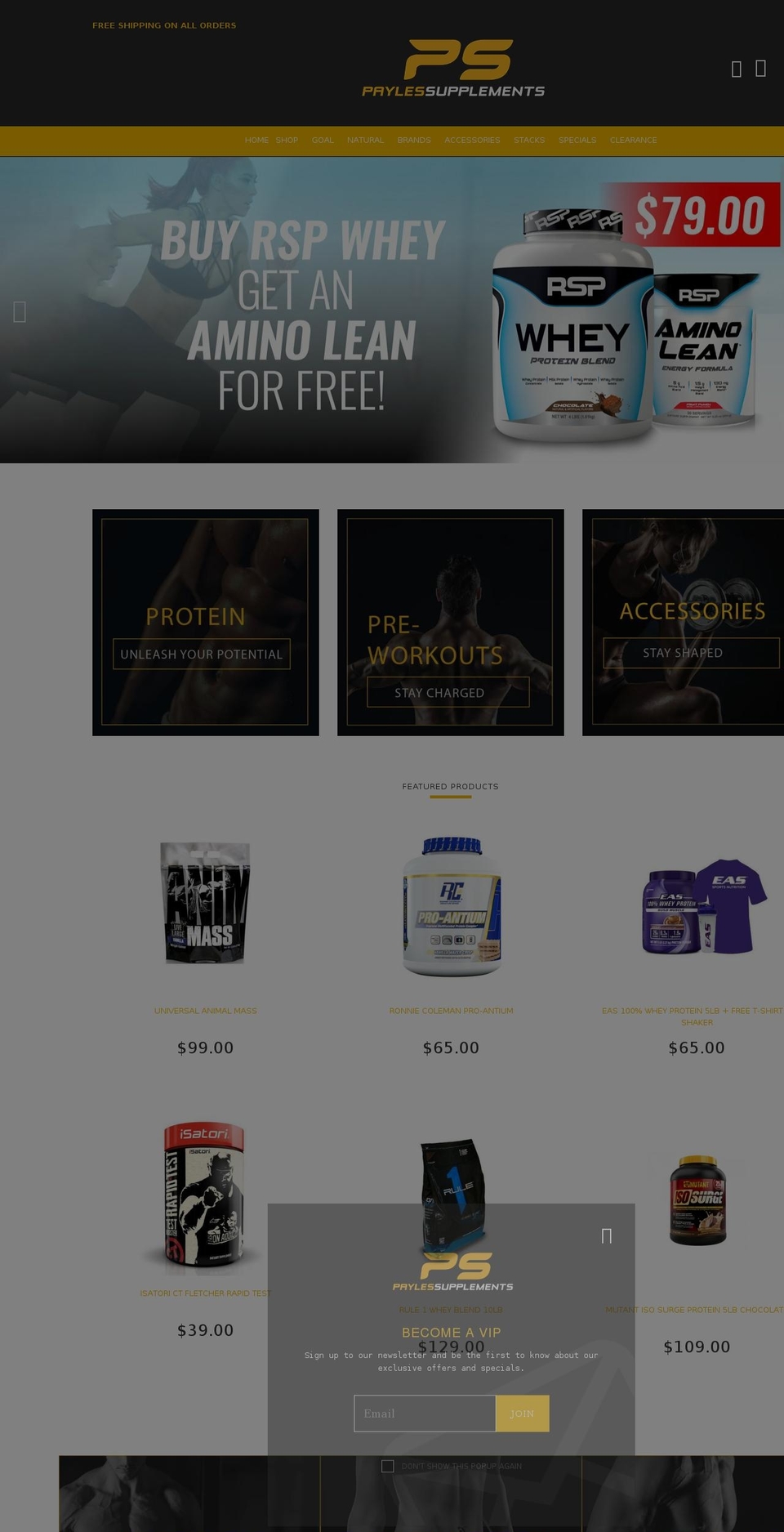 YourStore Shopify theme site example paylesssupplements.co.nz