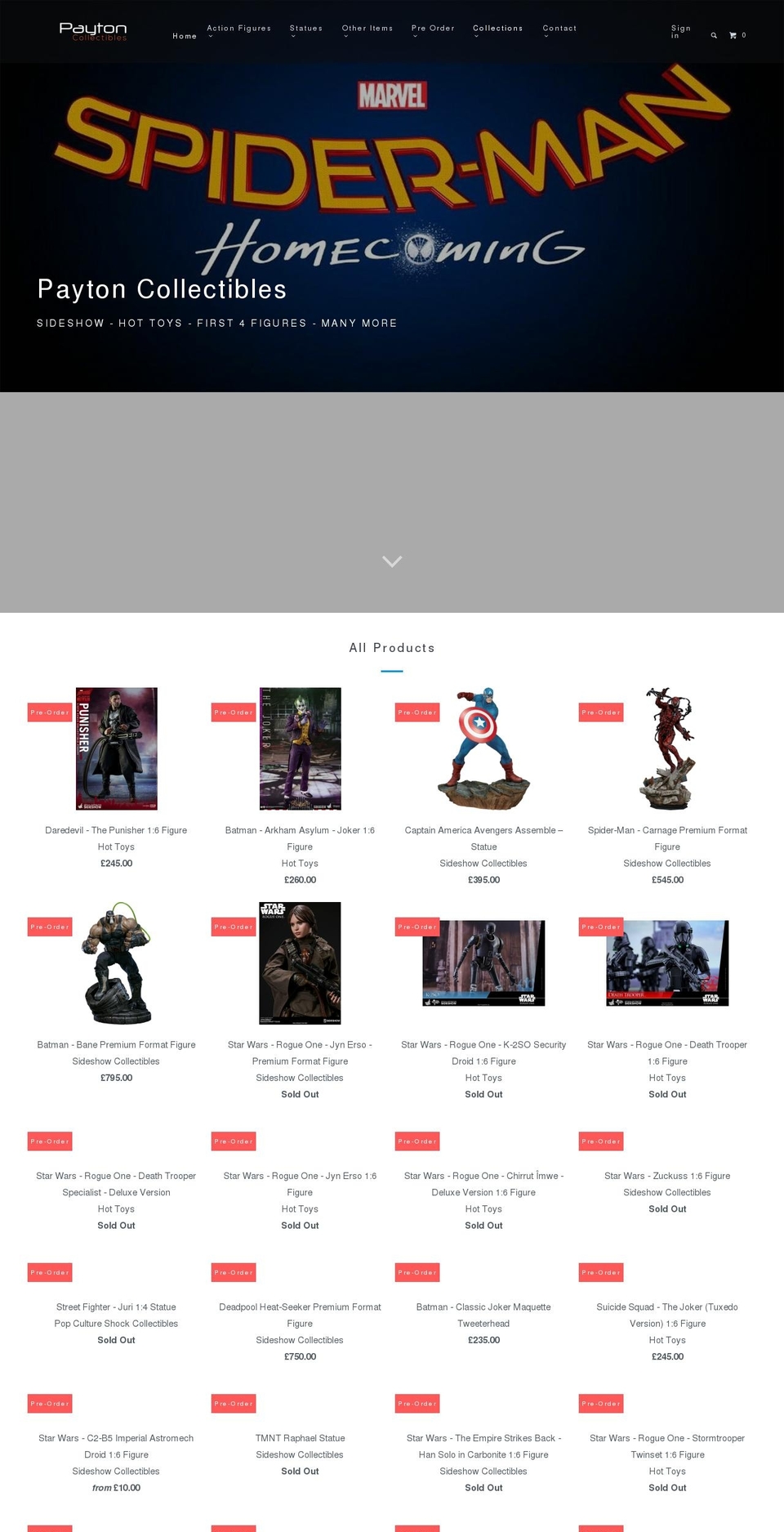 payton-collectibles.com shopify website screenshot