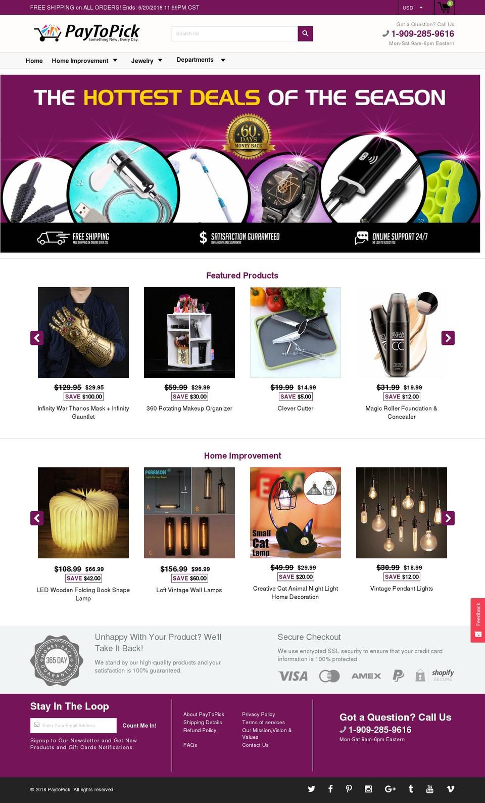 paytopick.com — Shopify storefront screenshot