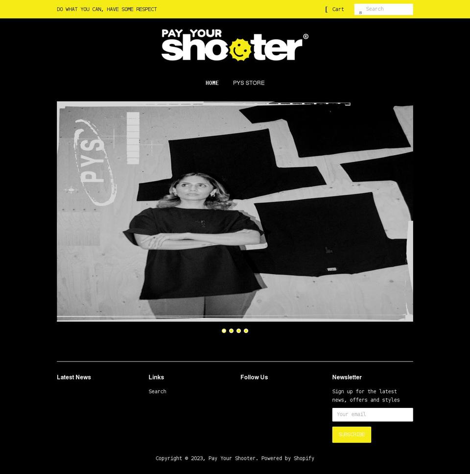 payyourshooter.com shopify website screenshot