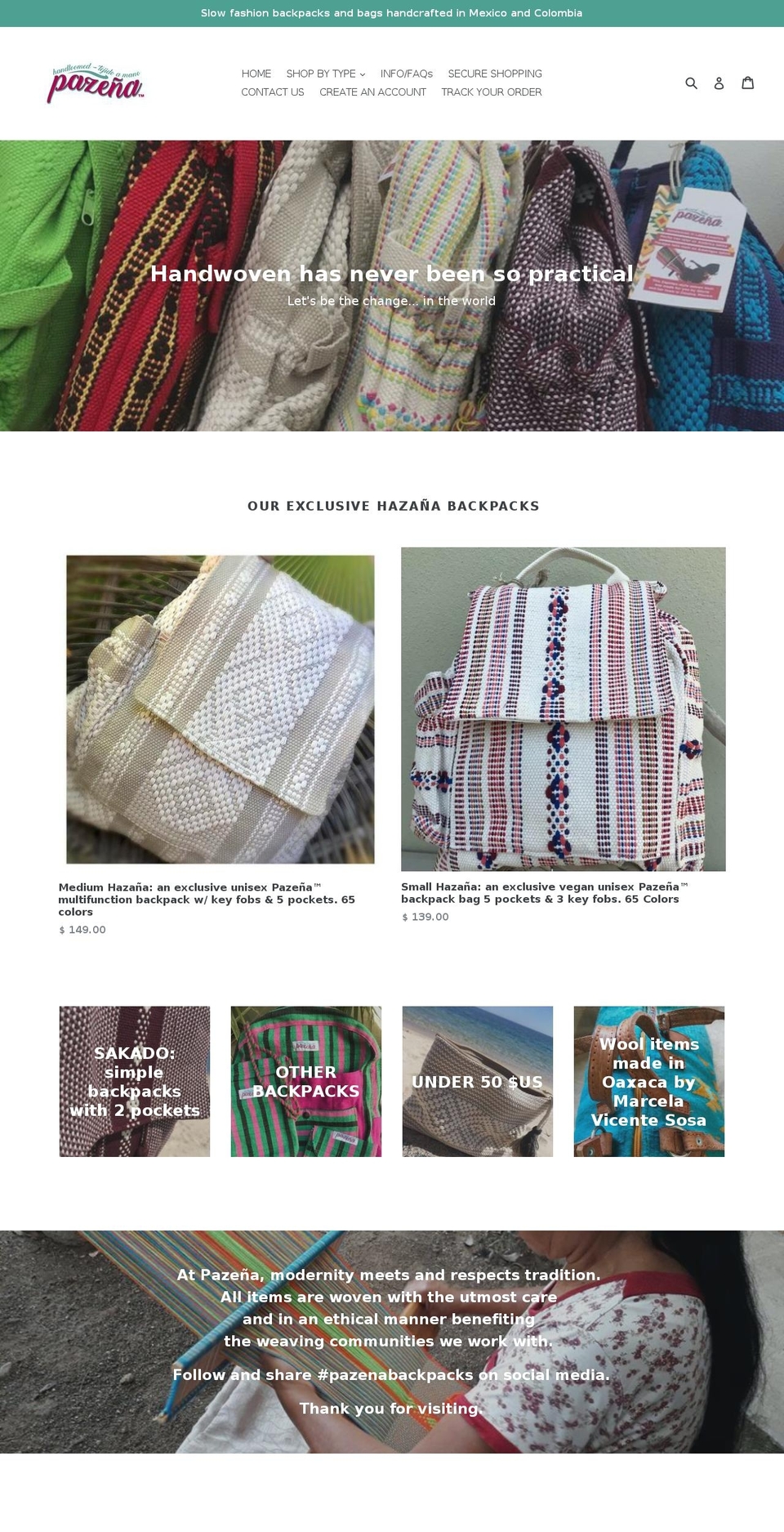 pazena.com — Shopify storefront screenshot