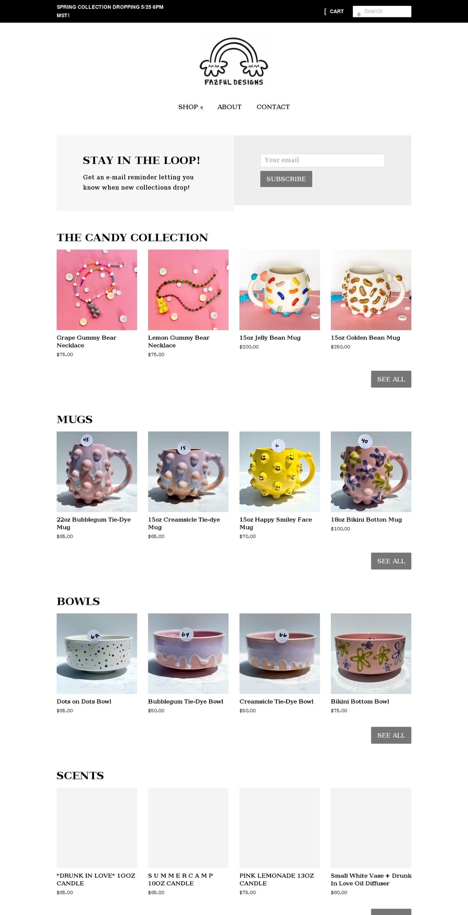 pazfuldesigns.com shopify website screenshot