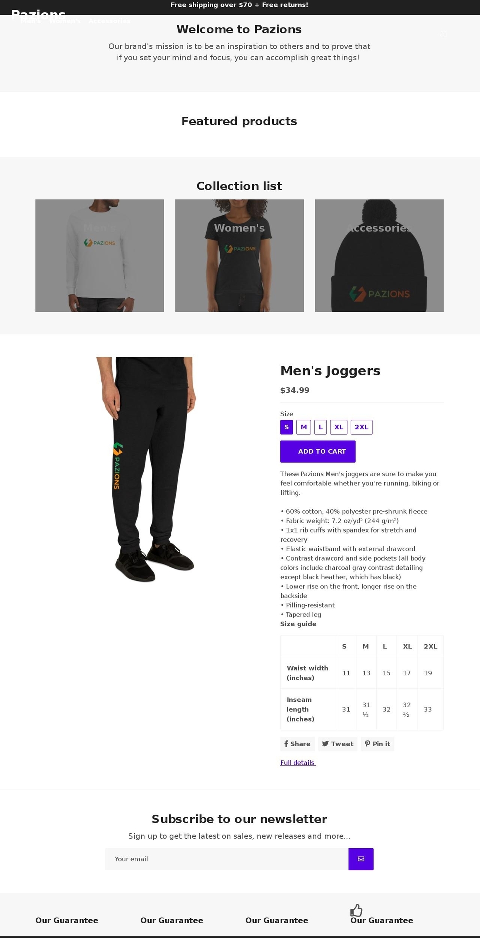 pazions.com shopify website screenshot