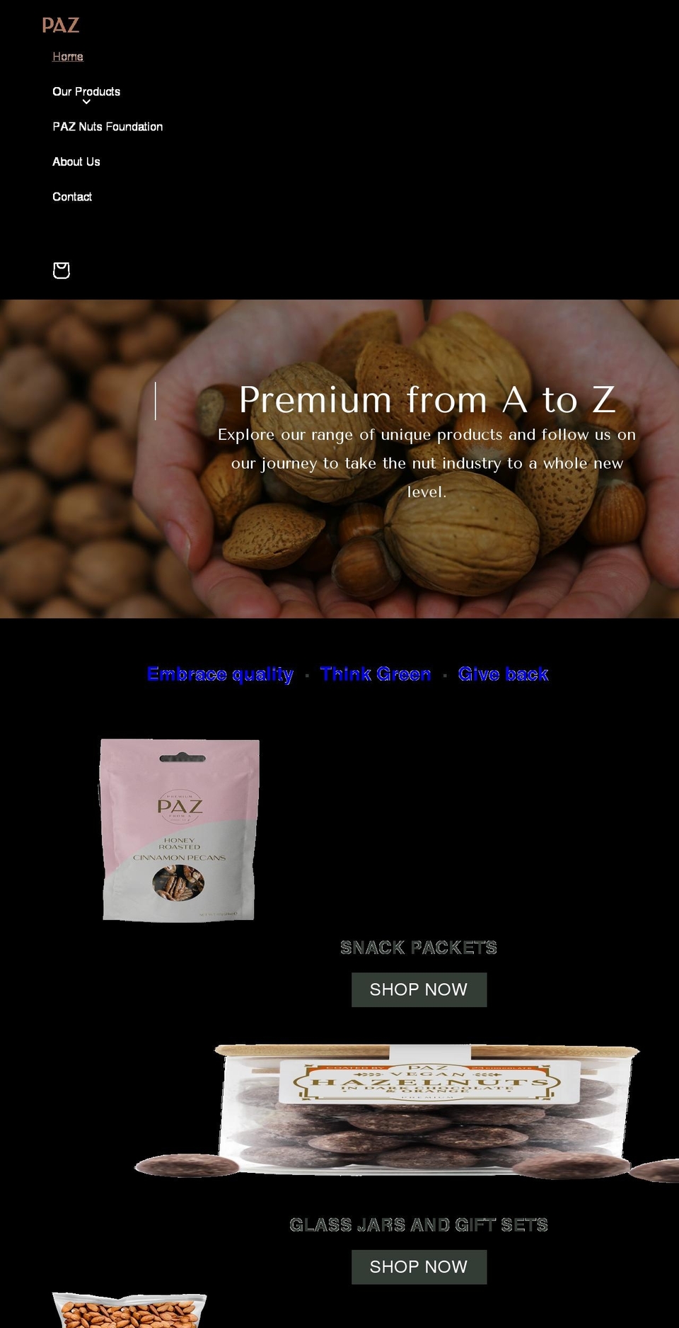 paznuts.com shopify website screenshot
