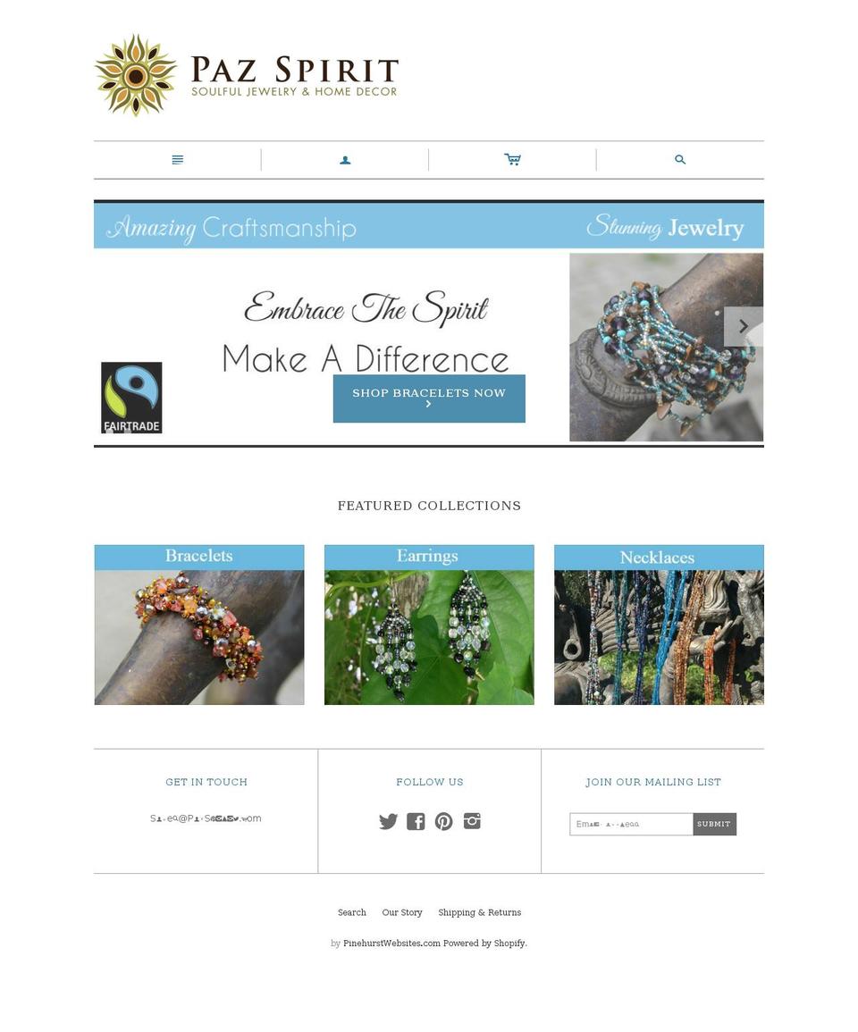 pazspirit.com shopify website screenshot