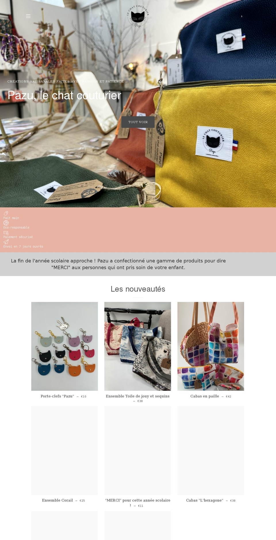 pazulechatcouturier.com shopify website screenshot