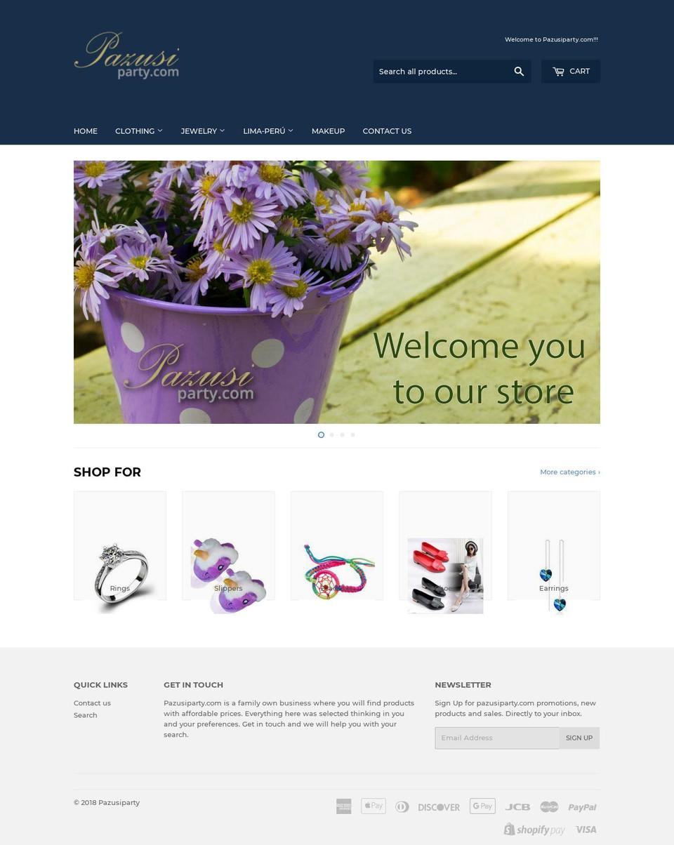 pazusiparty.com — Shopify storefront screenshot