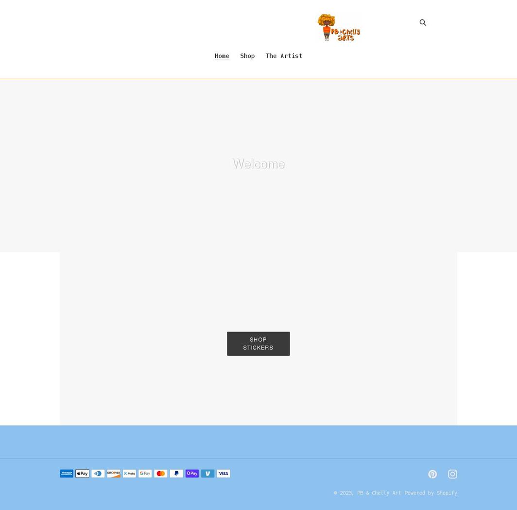 pbandchellyart.com shopify website screenshot