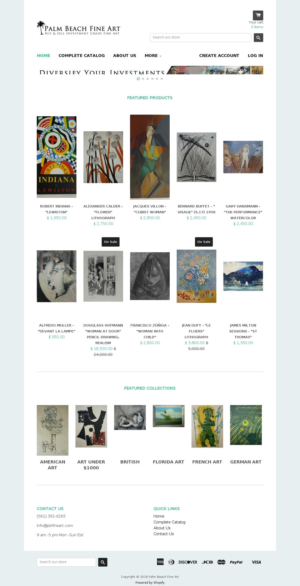pbfineart.com shopify website screenshot