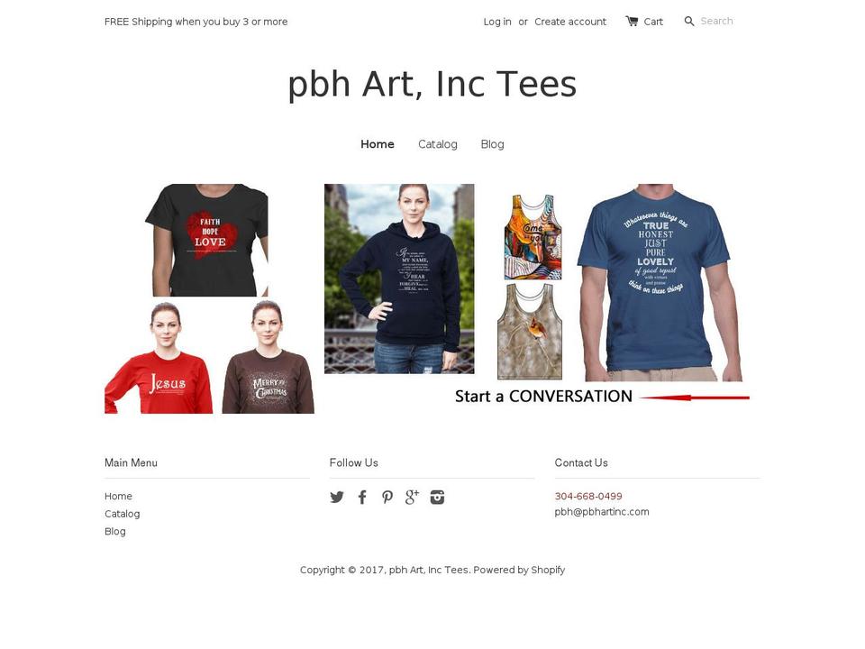 pbhartinctees.com shopify website screenshot