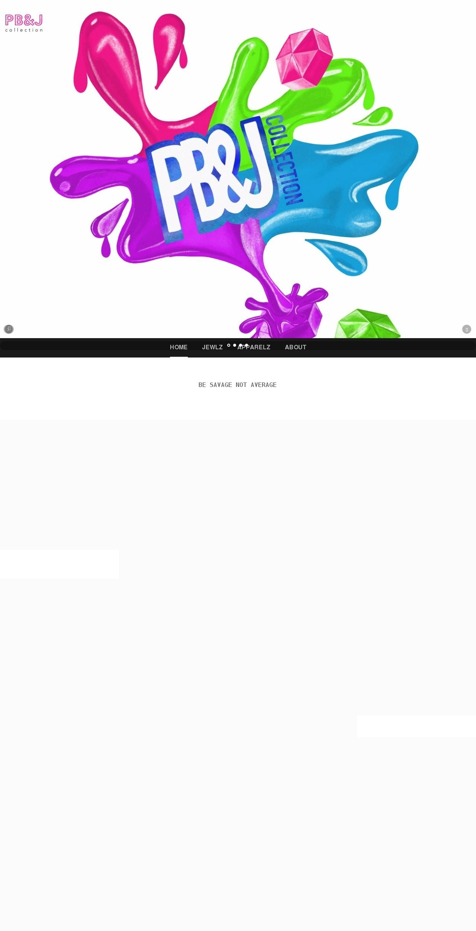 pbjcollection.com shopify website screenshot