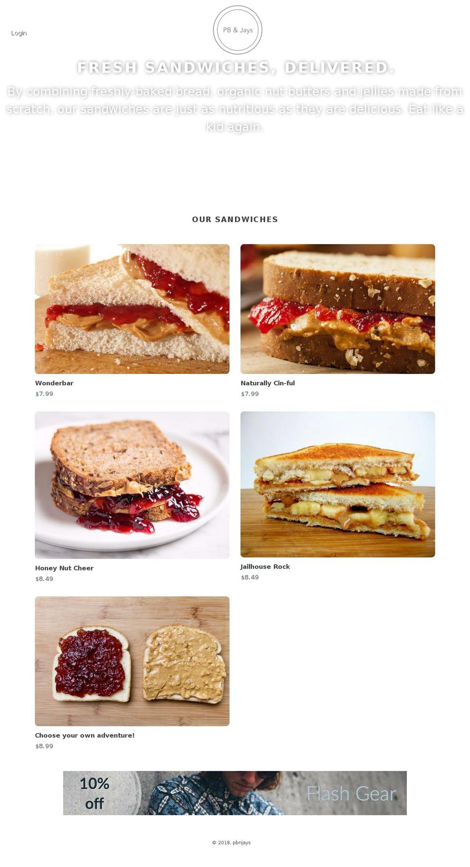 pbnjays.com — Shopify storefront screenshot