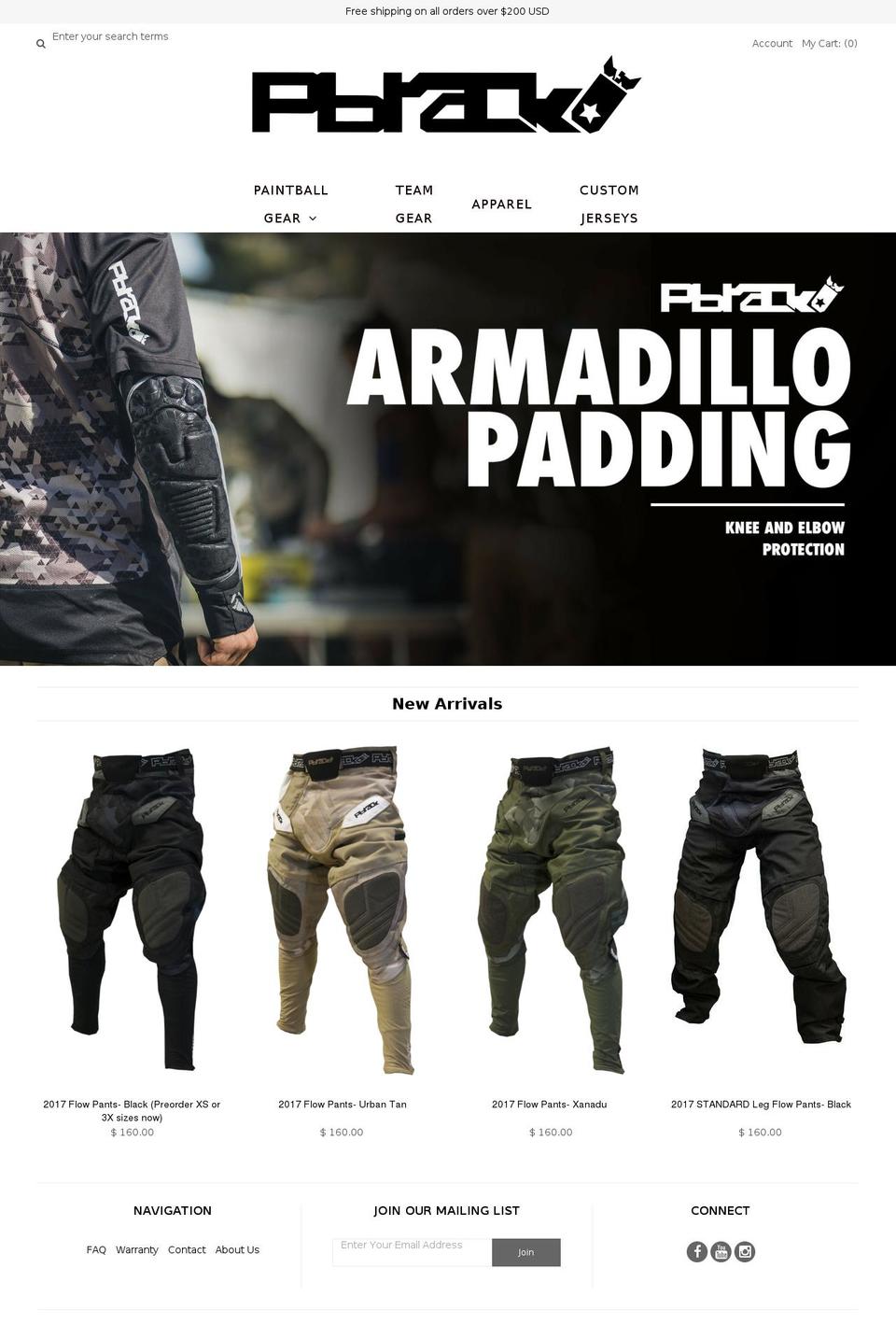 pbrack.com shopify website screenshot