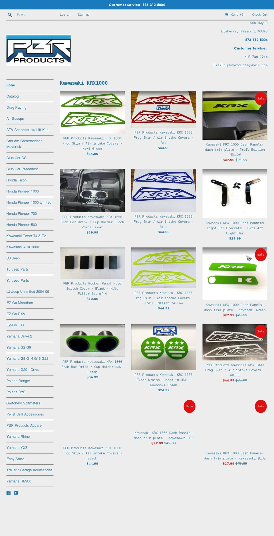 pbrproducts.com shopify website screenshot