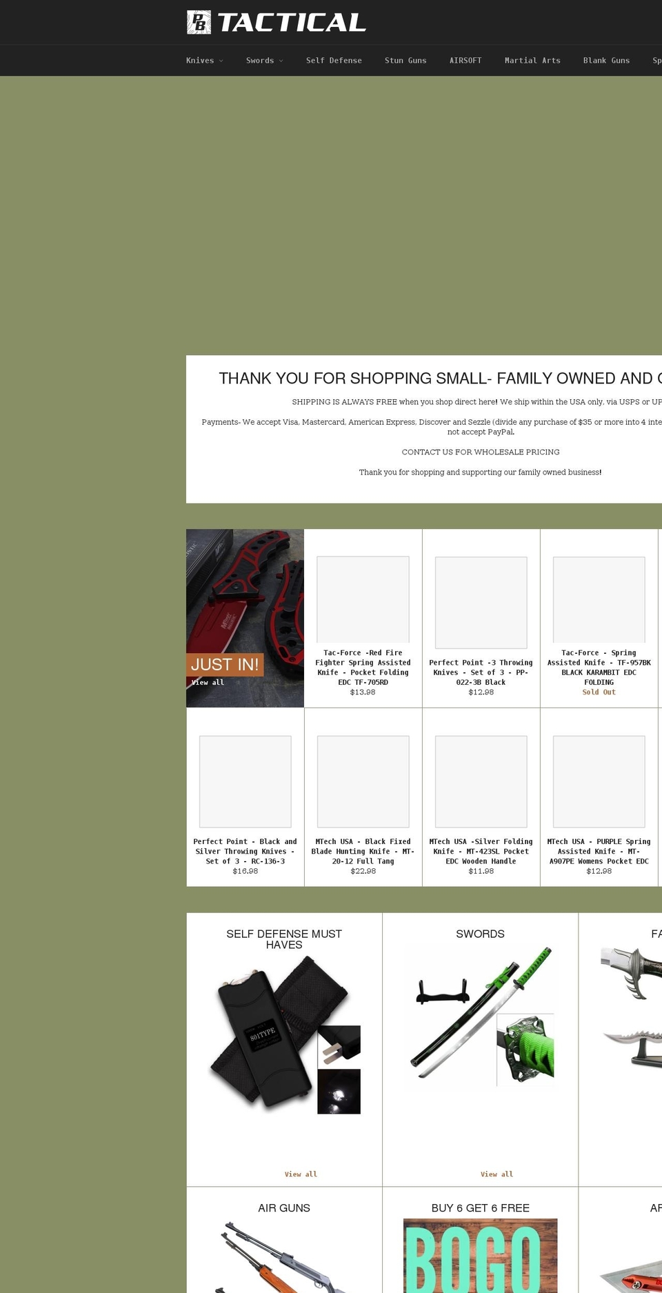 pbtactical.com shopify website screenshot