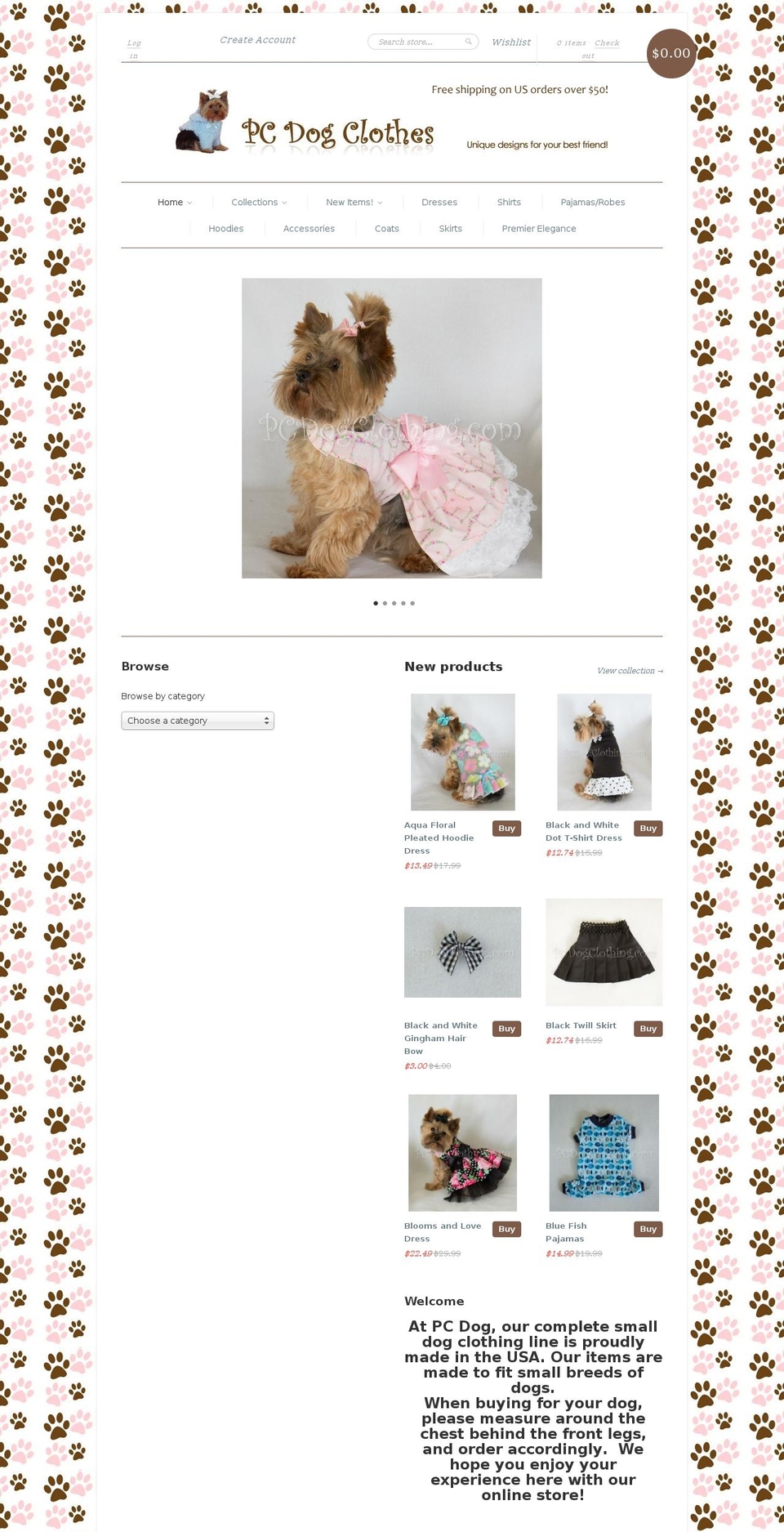 pcdogclothing.com shopify website screenshot
