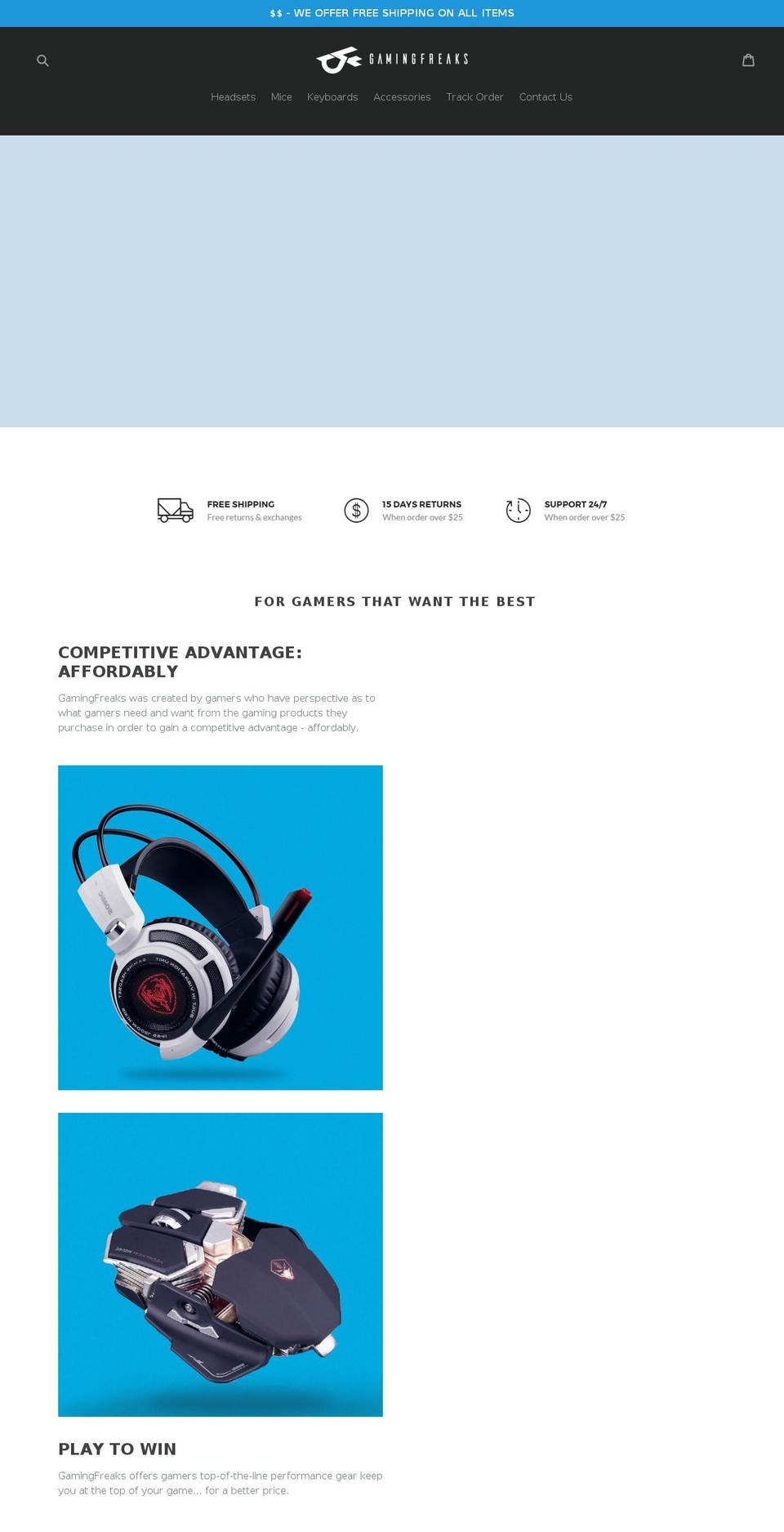 pcgamingfreaks.com — Shopify storefront screenshot