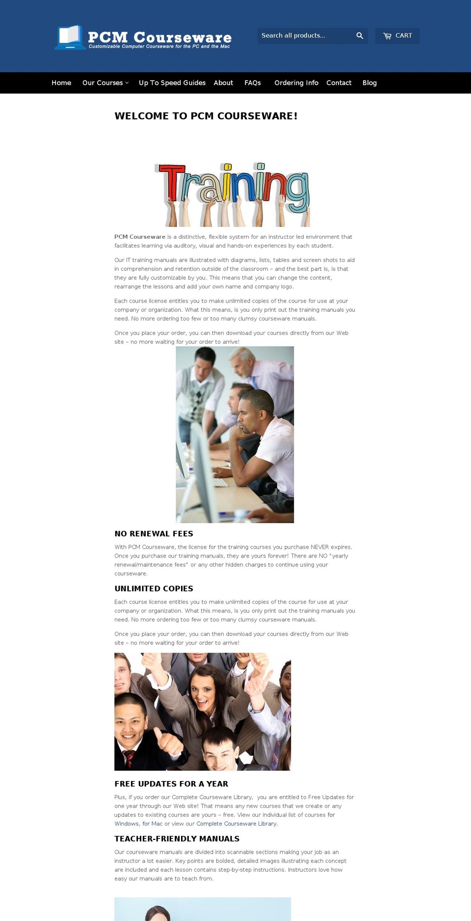 pcmcourseware.com shopify website screenshot