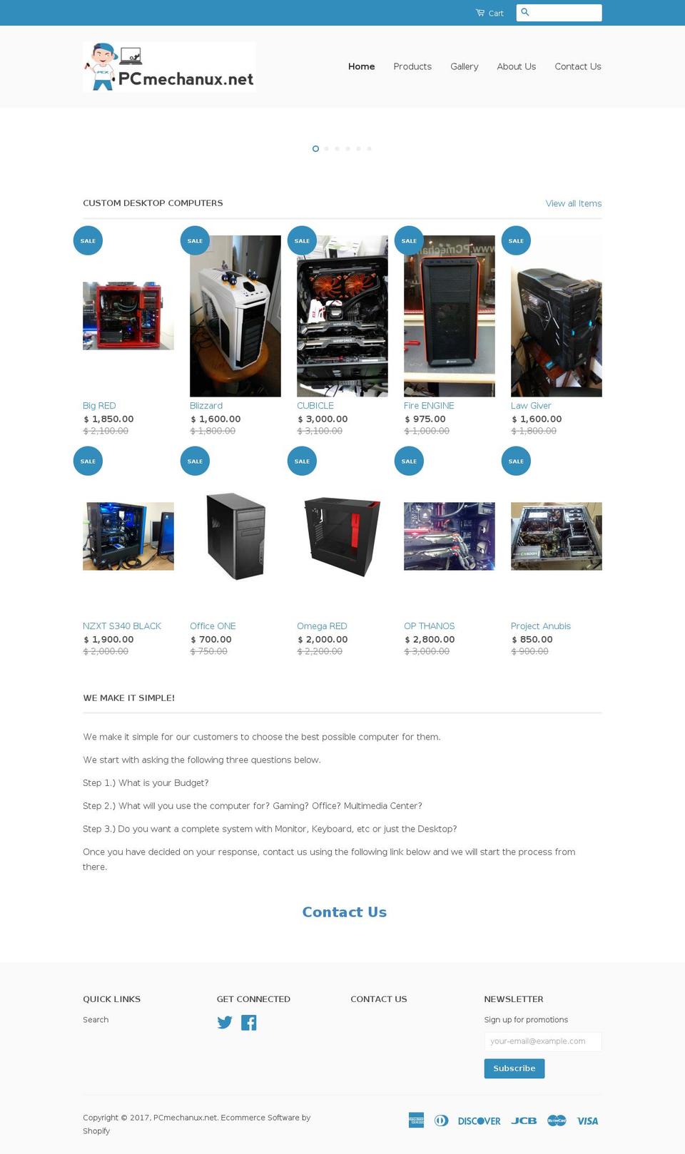 pcmechanux.net shopify website screenshot