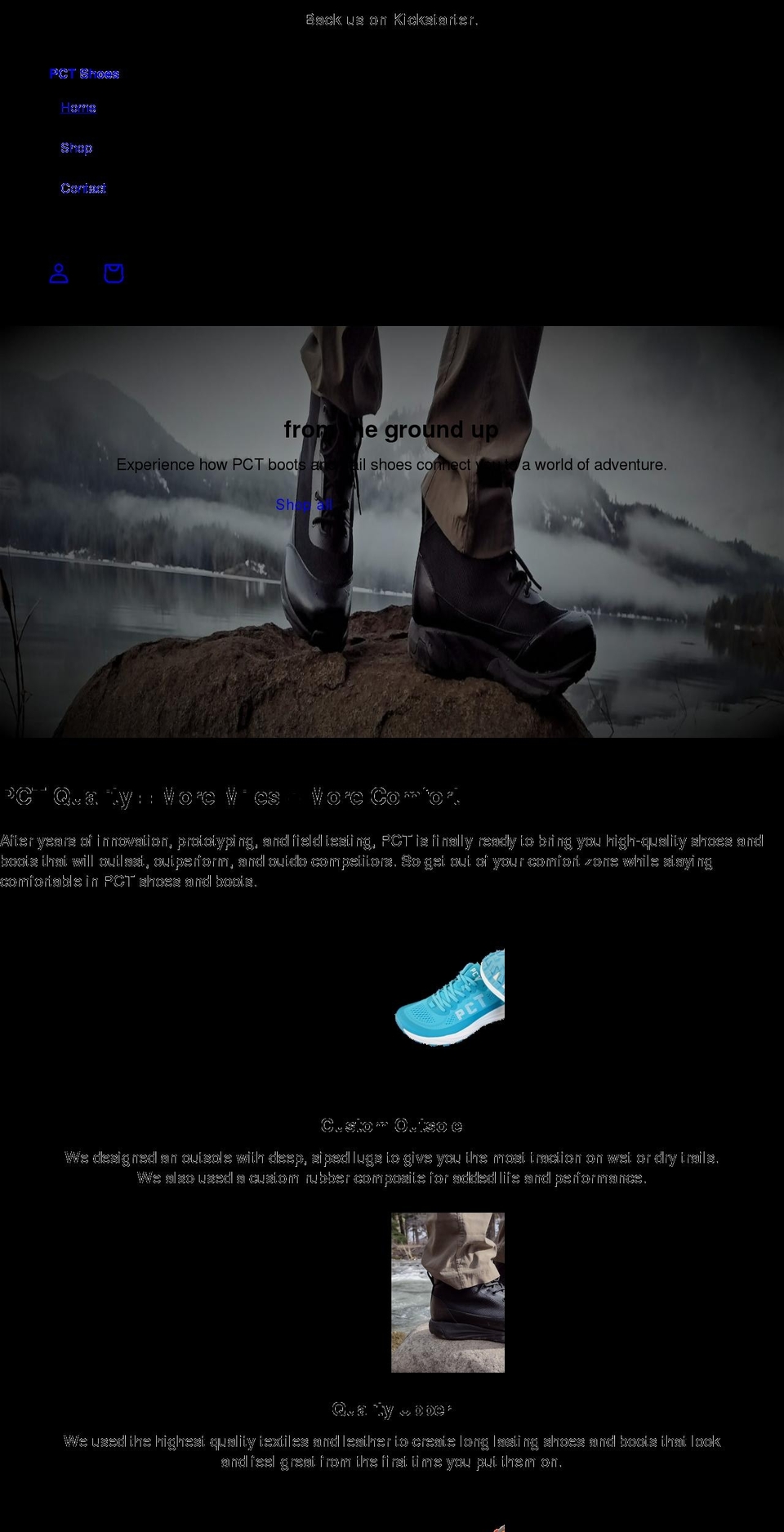 pctshoes.com shopify website screenshot