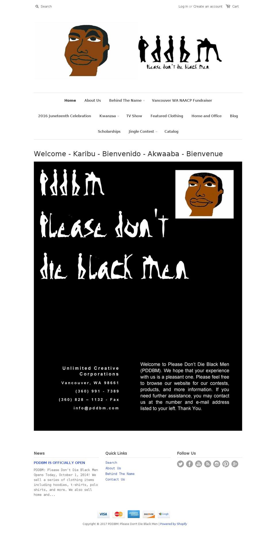 pddbm.com shopify website screenshot