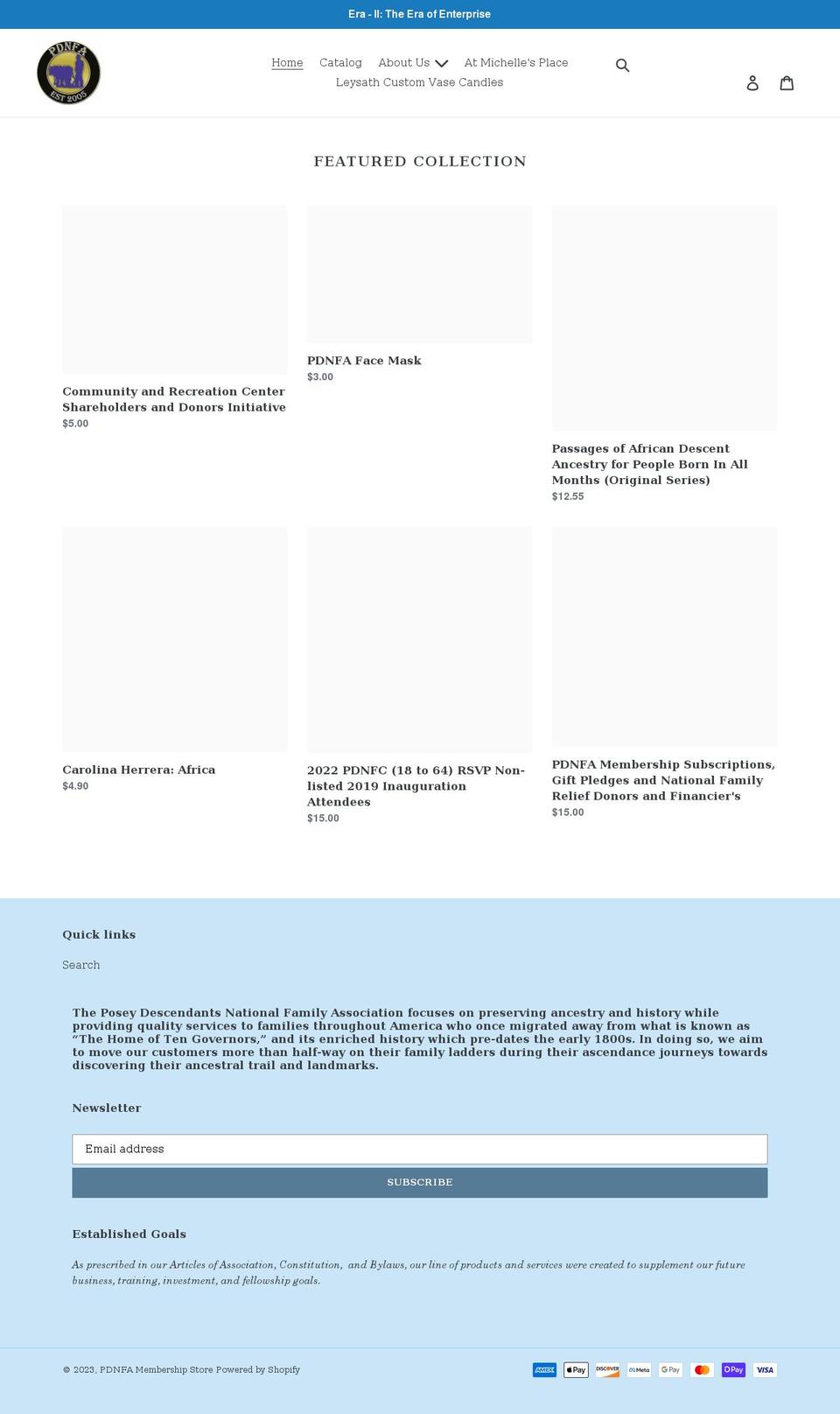 pdnfa.net shopify website screenshot