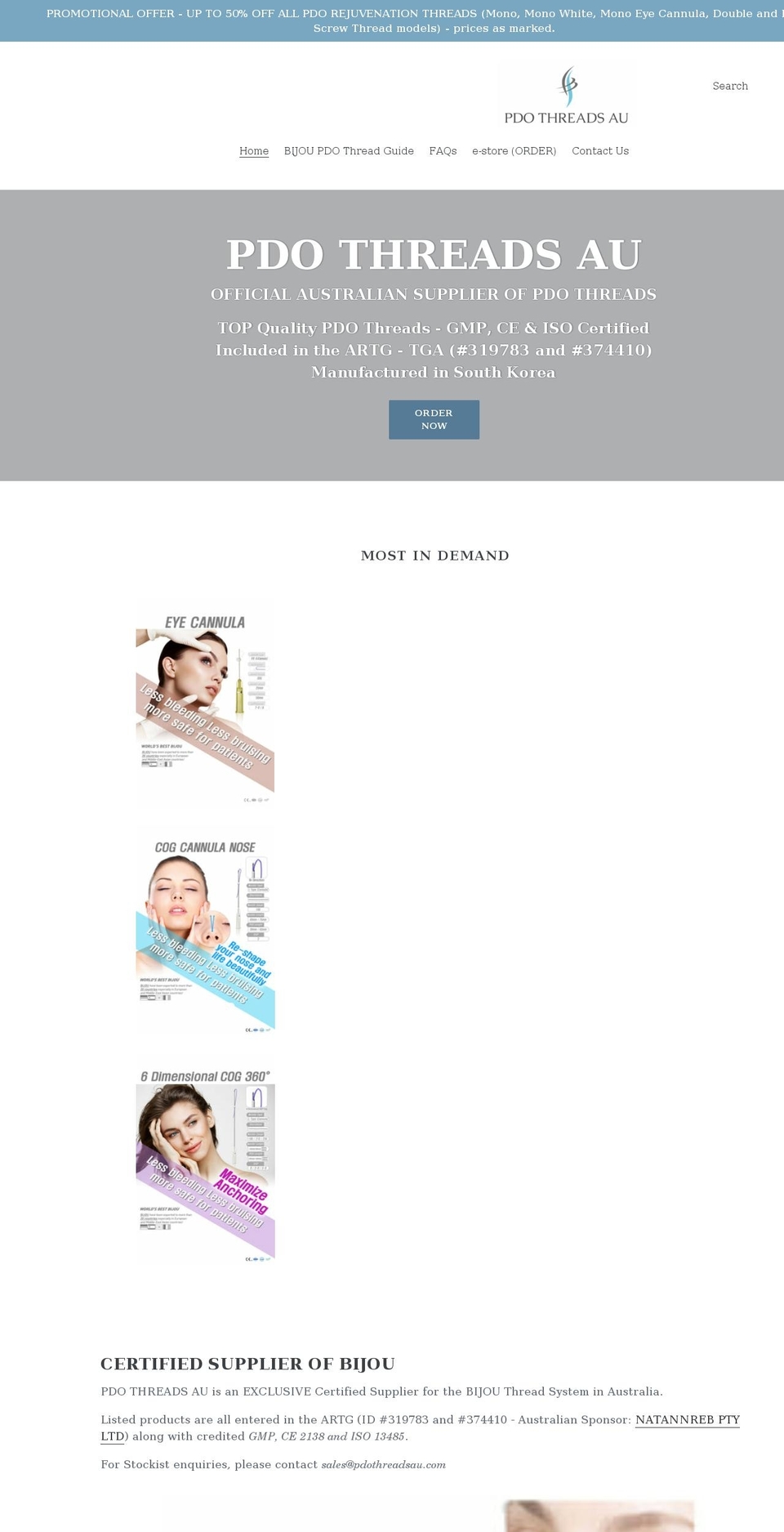 pdothreadsau.com shopify website screenshot