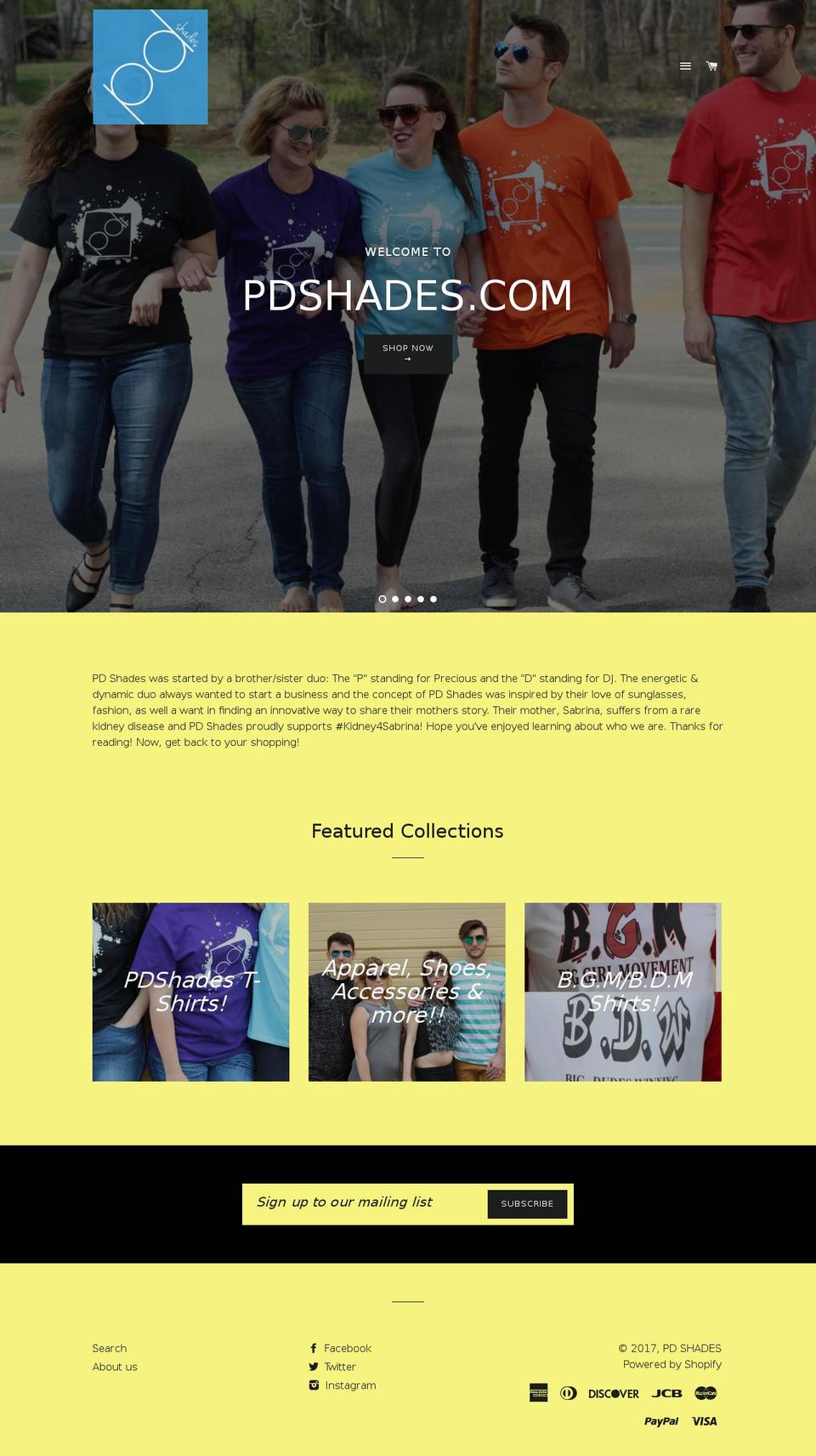 pdshades.com shopify website screenshot