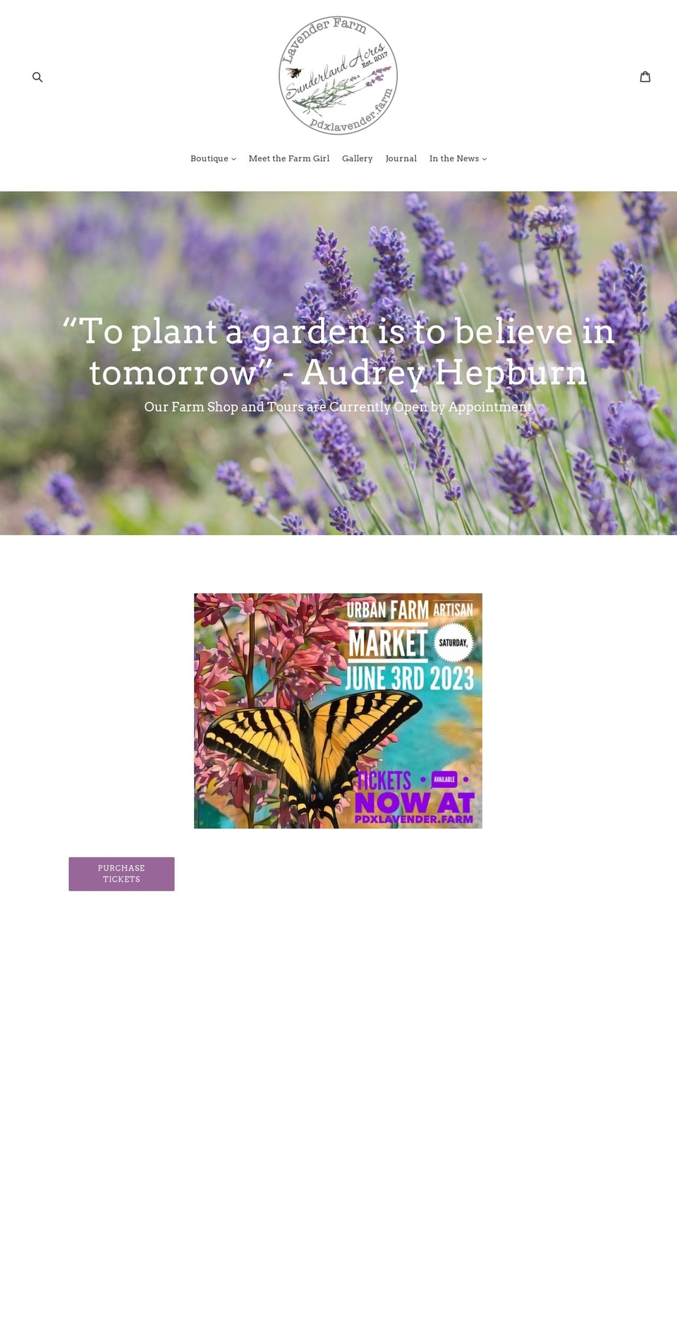 pdxlavender.farm shopify website screenshot