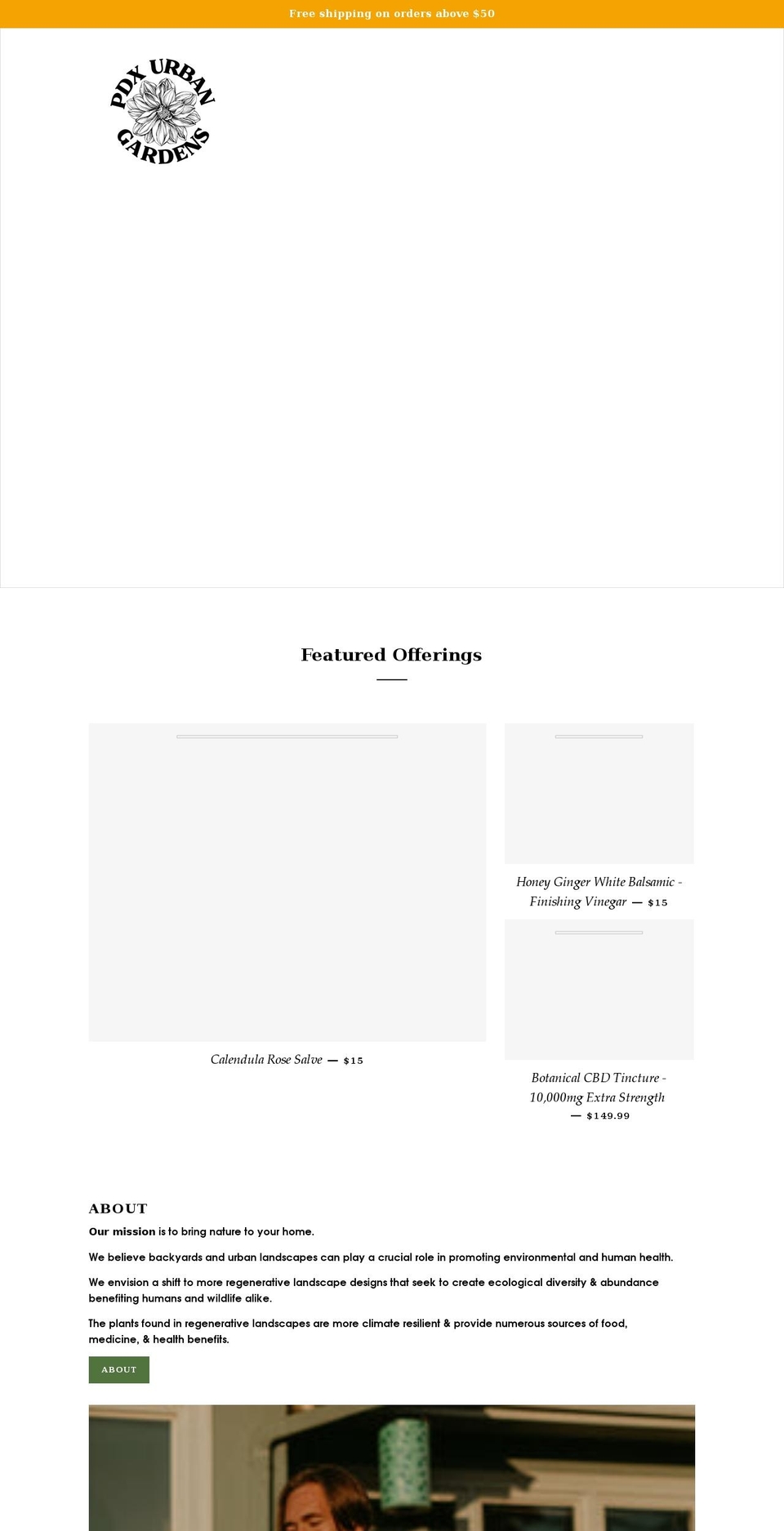 pdxurbangardens.com shopify website screenshot