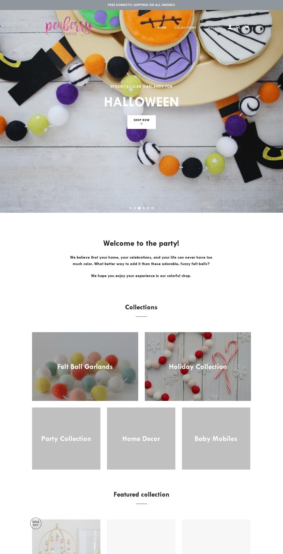 peaberrystudio.com shopify website screenshot