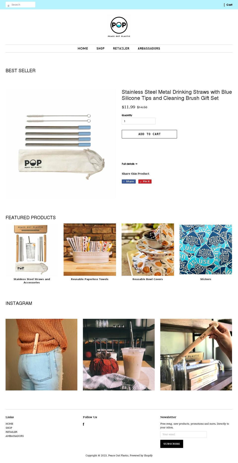 peace-out-plastic.myshopify.com shopify website screenshot