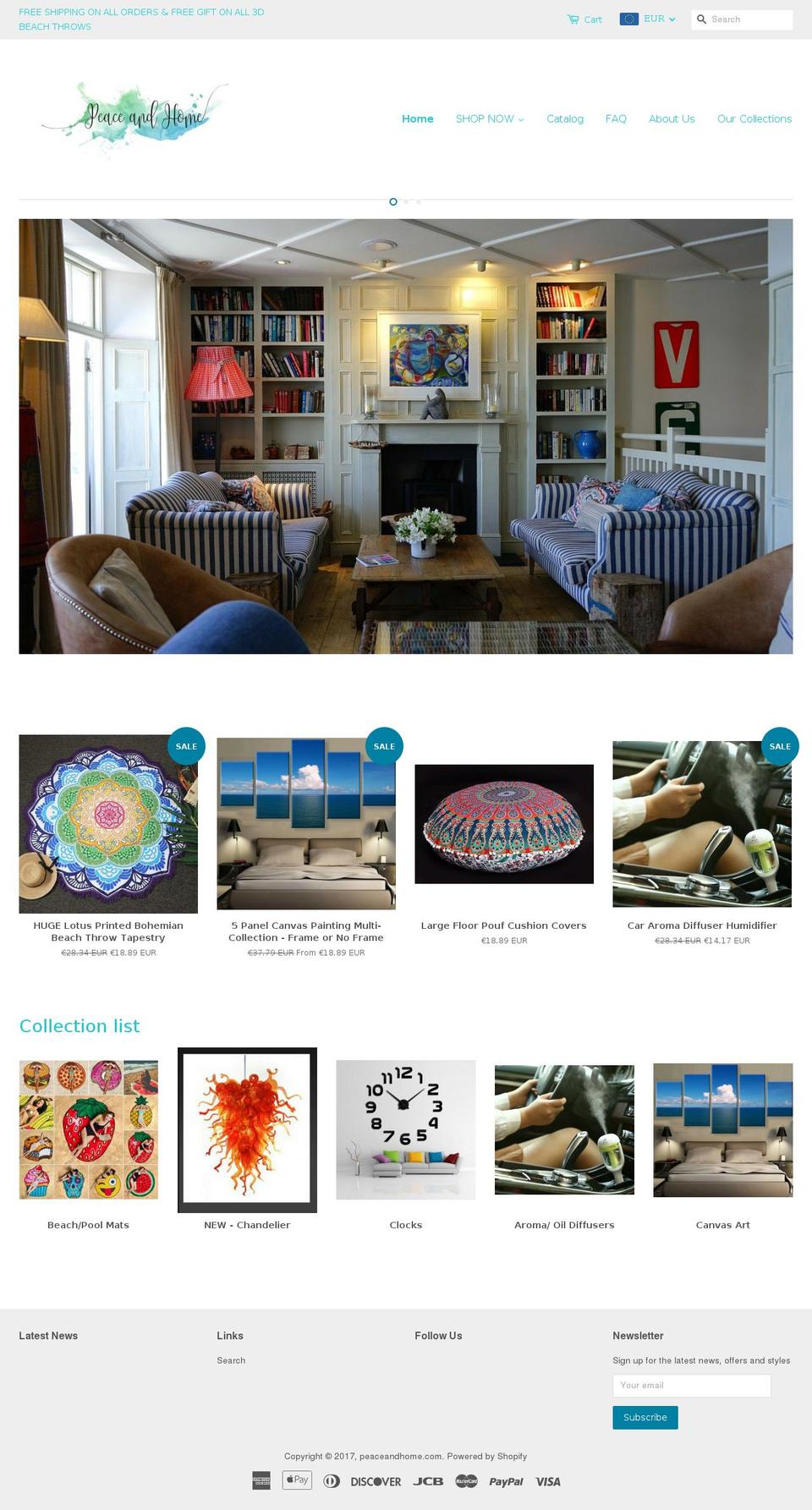 peaceandhome.com shopify website screenshot