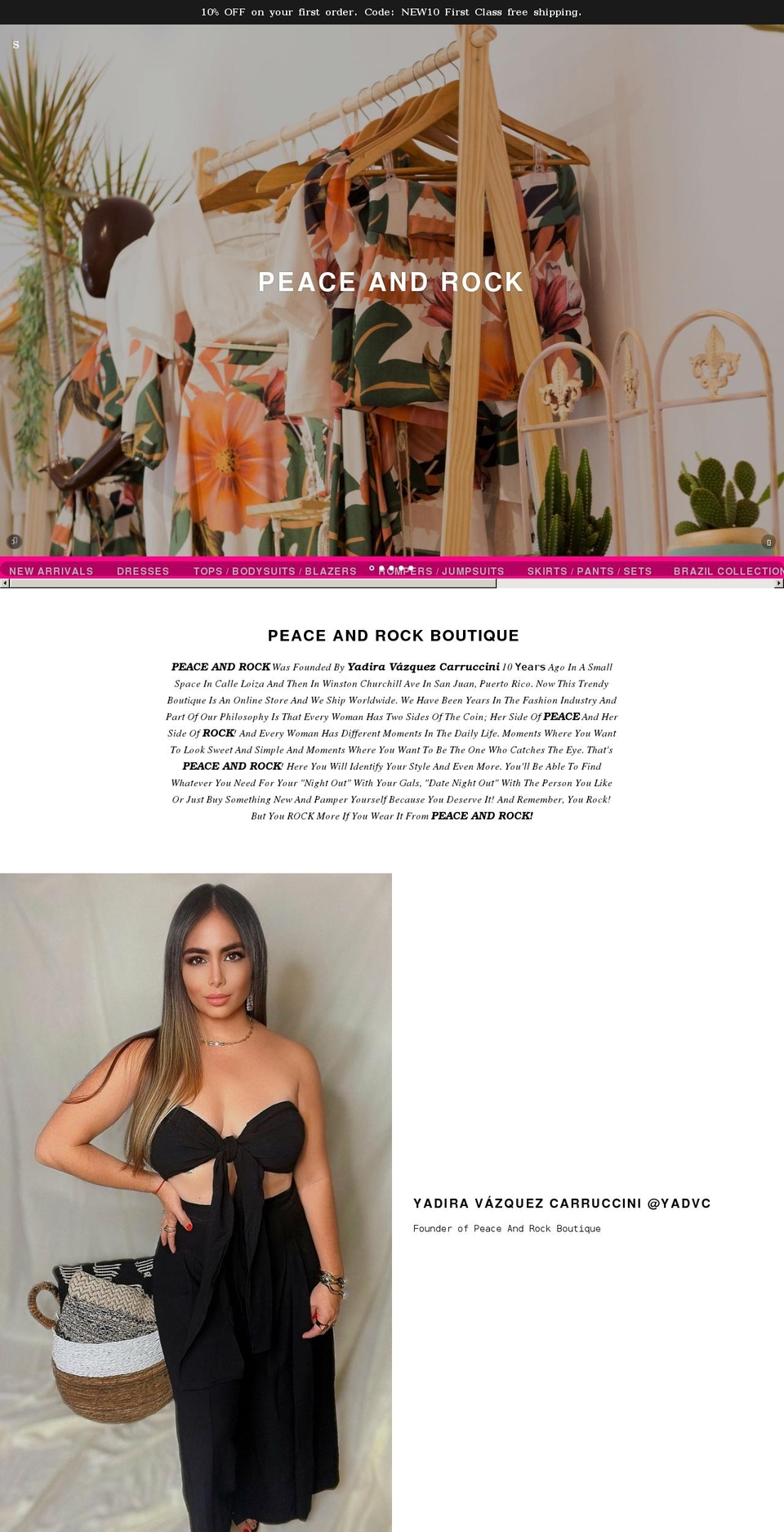 peaceandrock.com shopify website screenshot