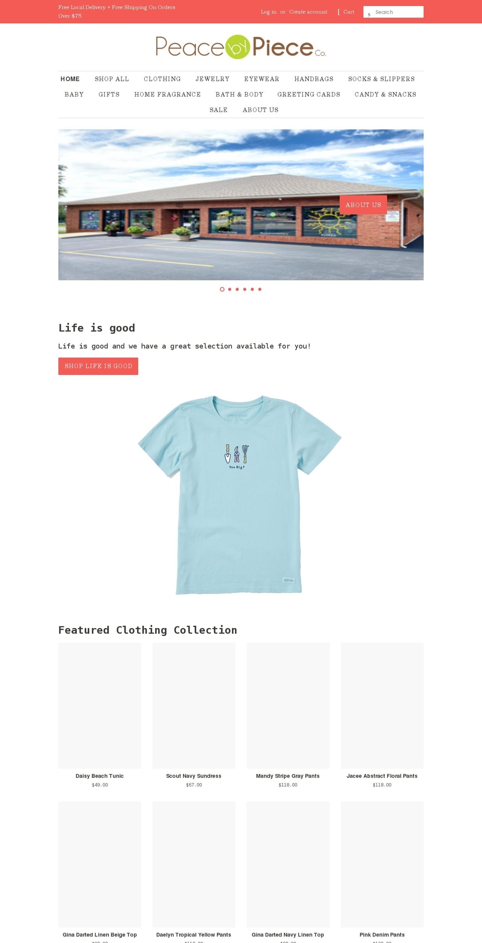peacebypiececo.com shopify website screenshot