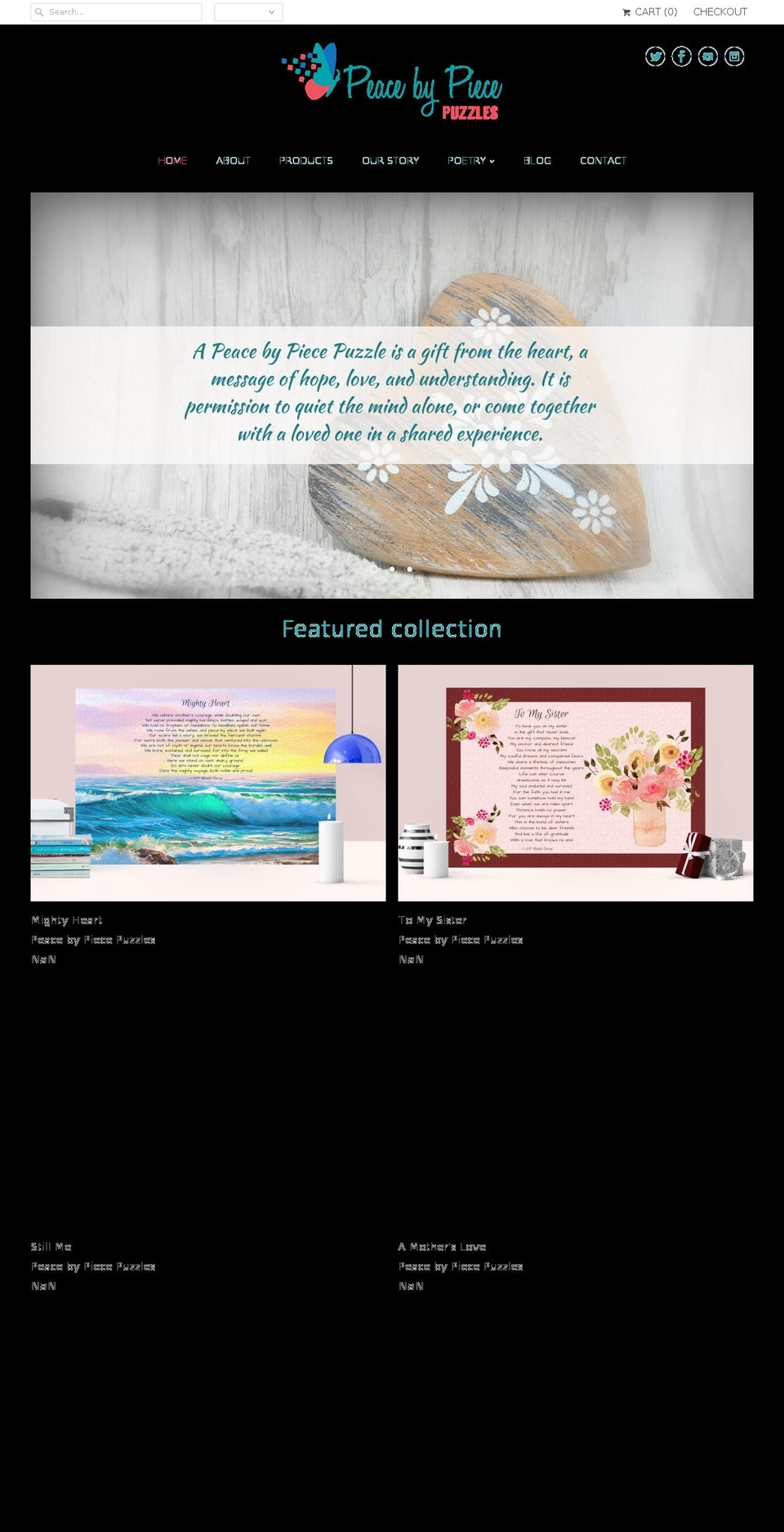 peacebypiecepuzzles.com shopify website screenshot