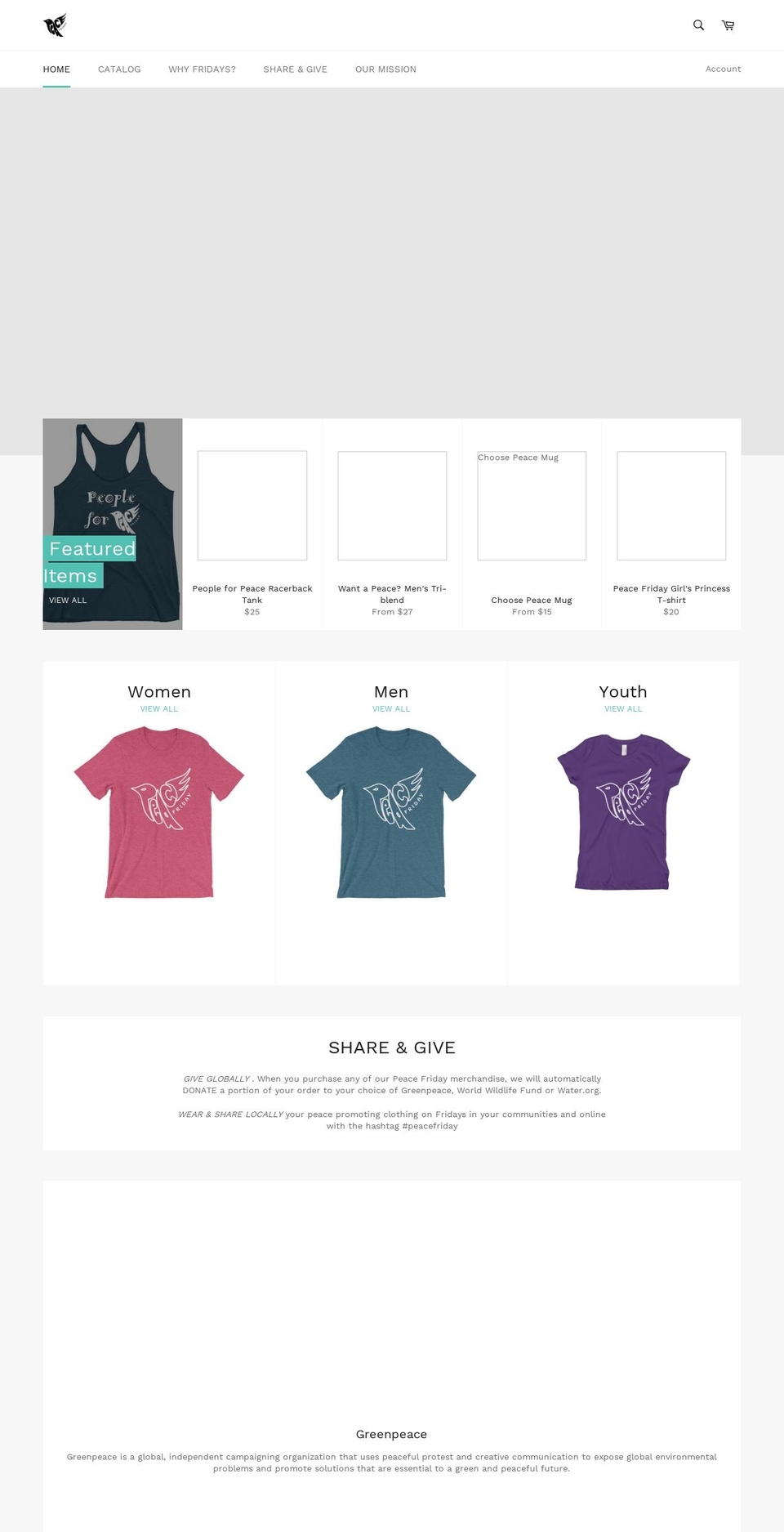 peacefriday.com — Shopify storefront screenshot